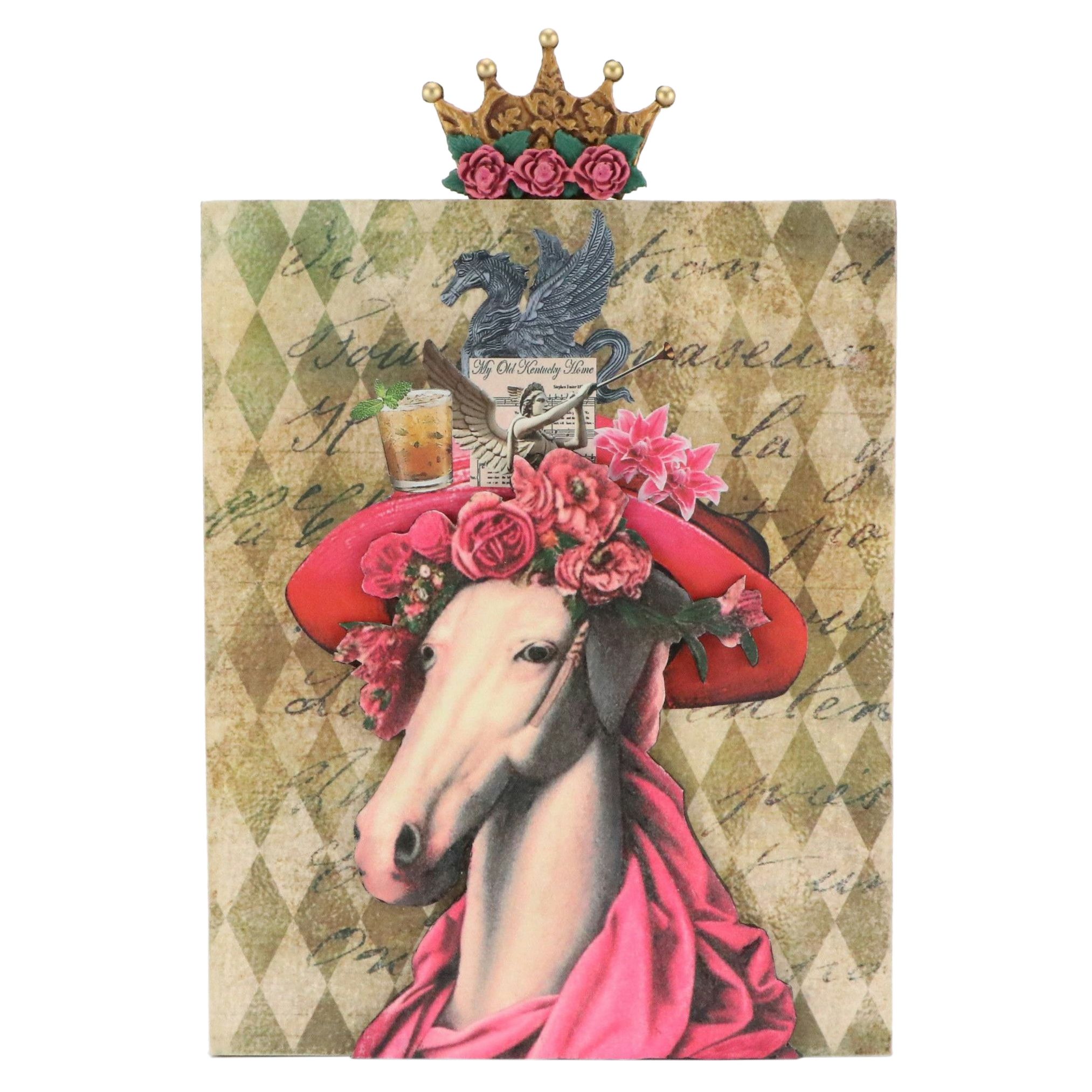 Deborah Kovacs-Sturdevant Mixed Media "Just Horsing Around at the Derby"