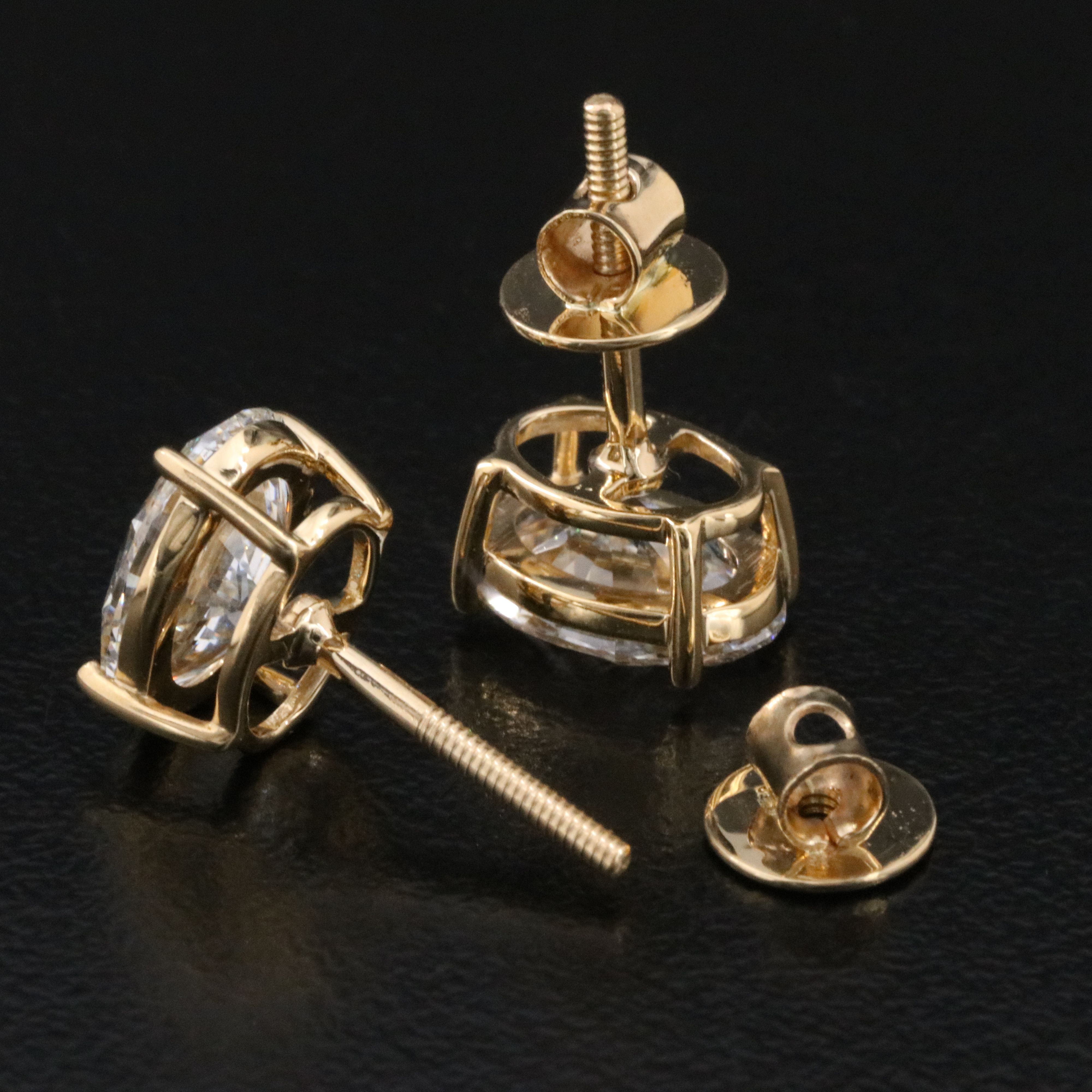 18K 3.08 CTW Lab Grown Diamond Solitaire Earrings with IGI Reports