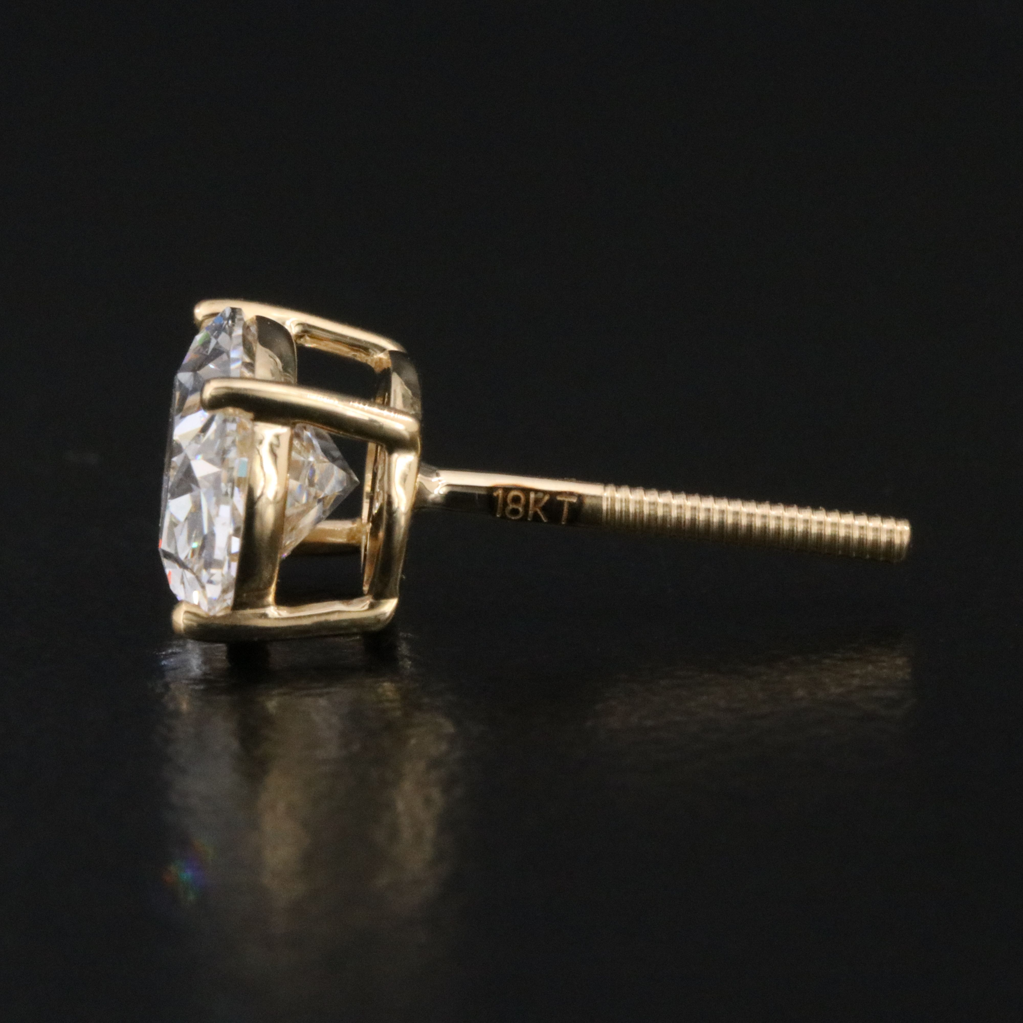 18K 3.08 CTW Lab Grown Diamond Solitaire Earrings with IGI Reports