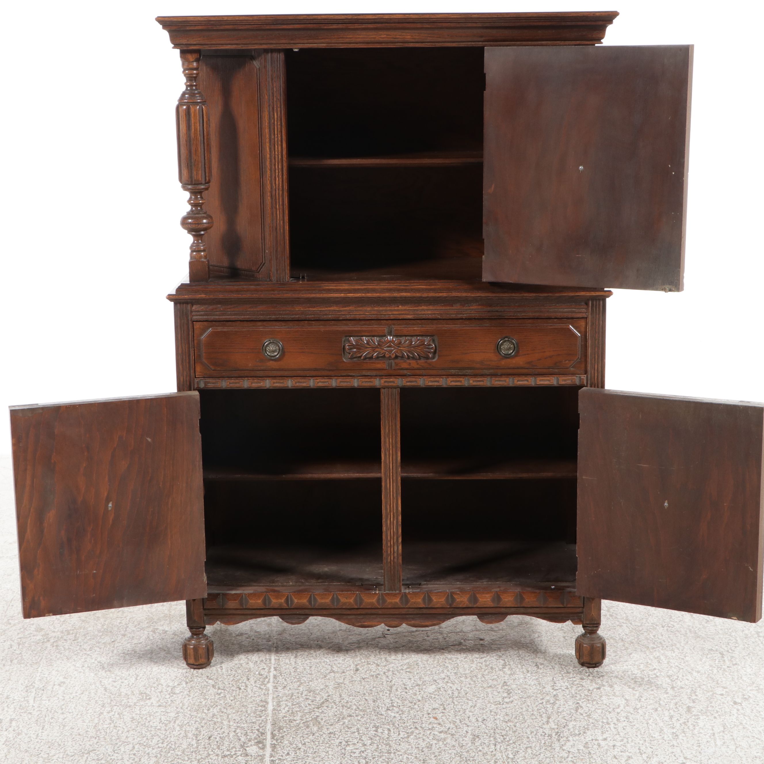 Jacobean Revival Oak Cabinet, Late 19th to Early 20th Century