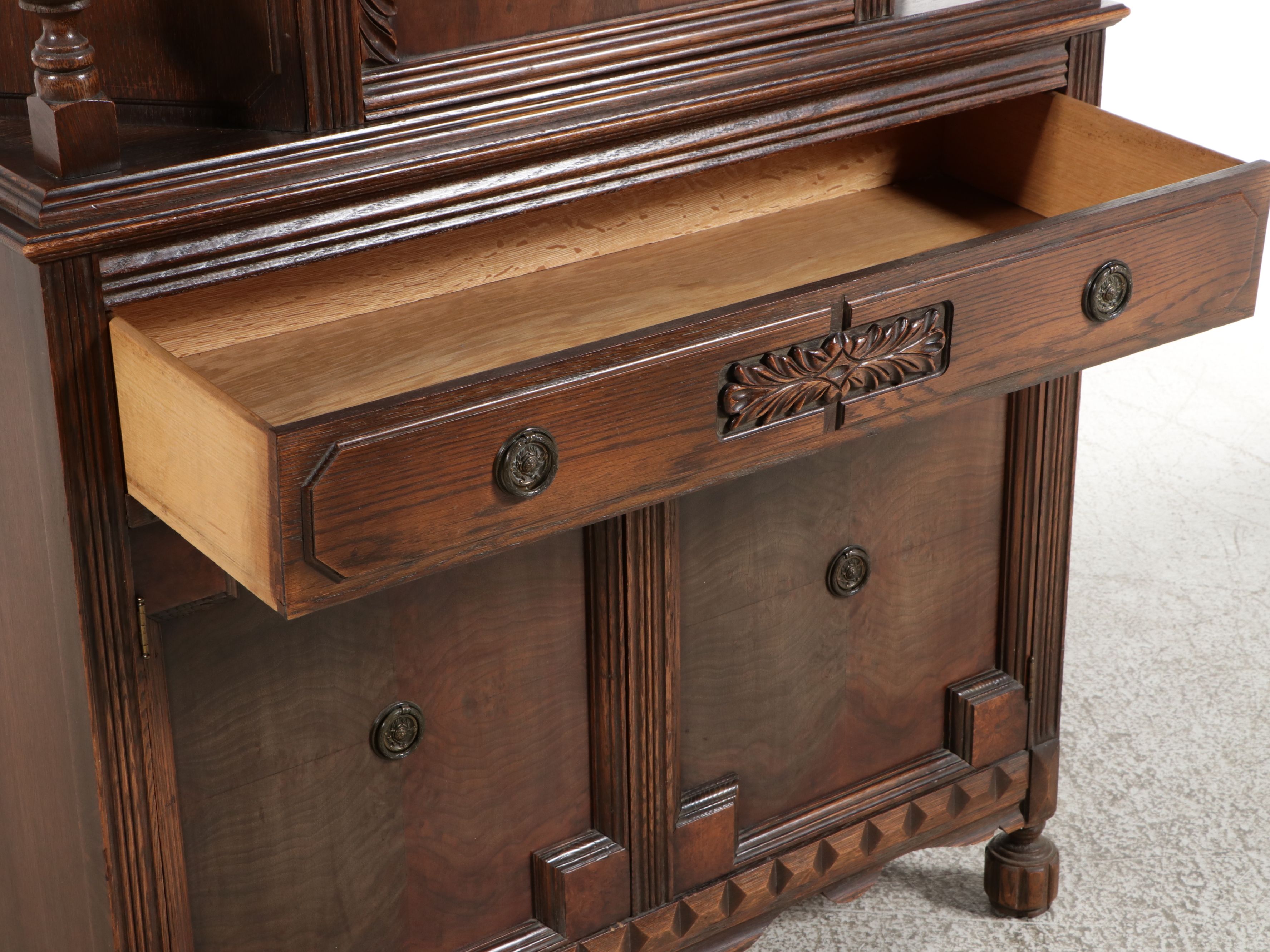 Jacobean Revival Oak Cabinet, Late 19th to Early 20th Century