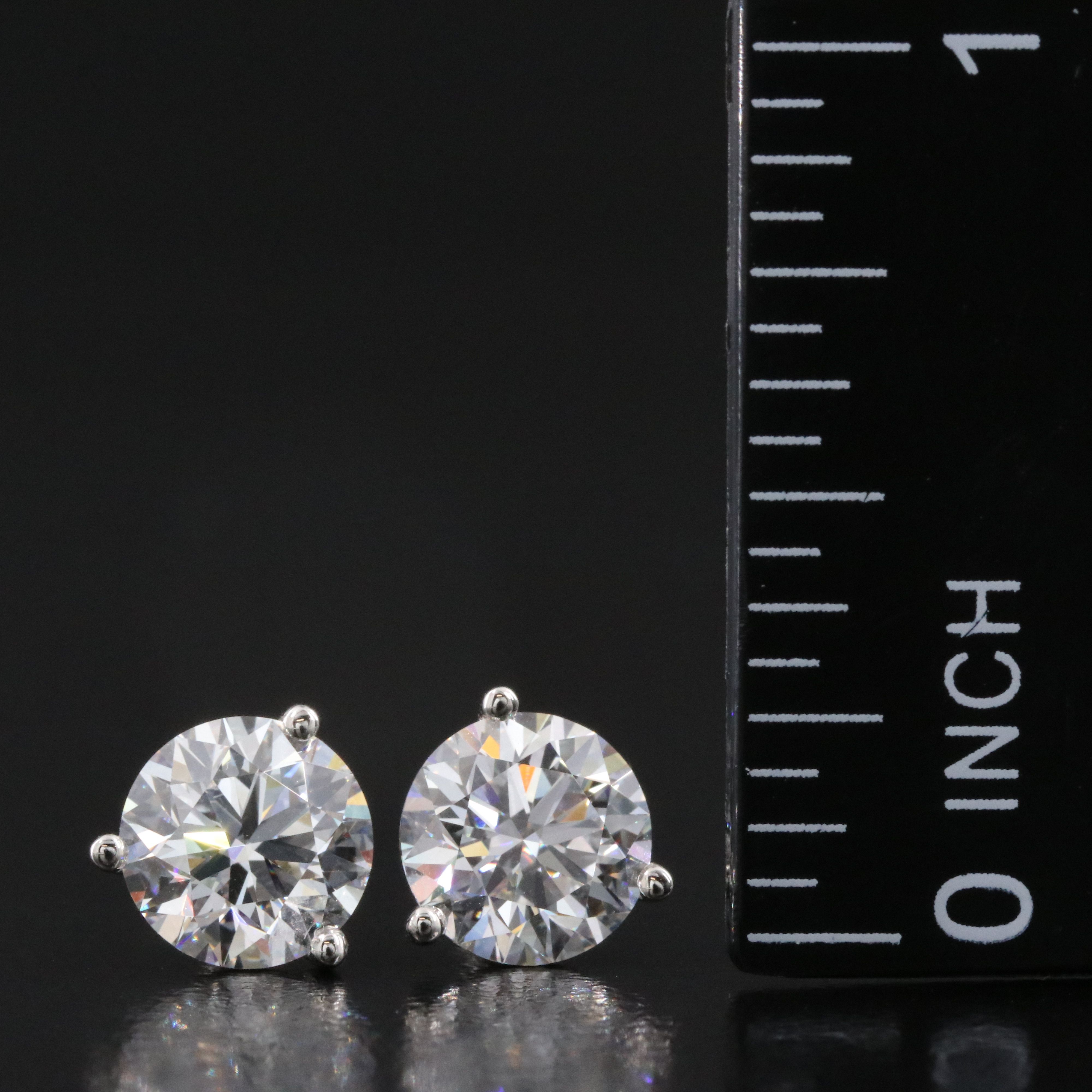 Platinum 3.08 CTW Lab Grown Diamond Solitaire Earrings with IGI Reports