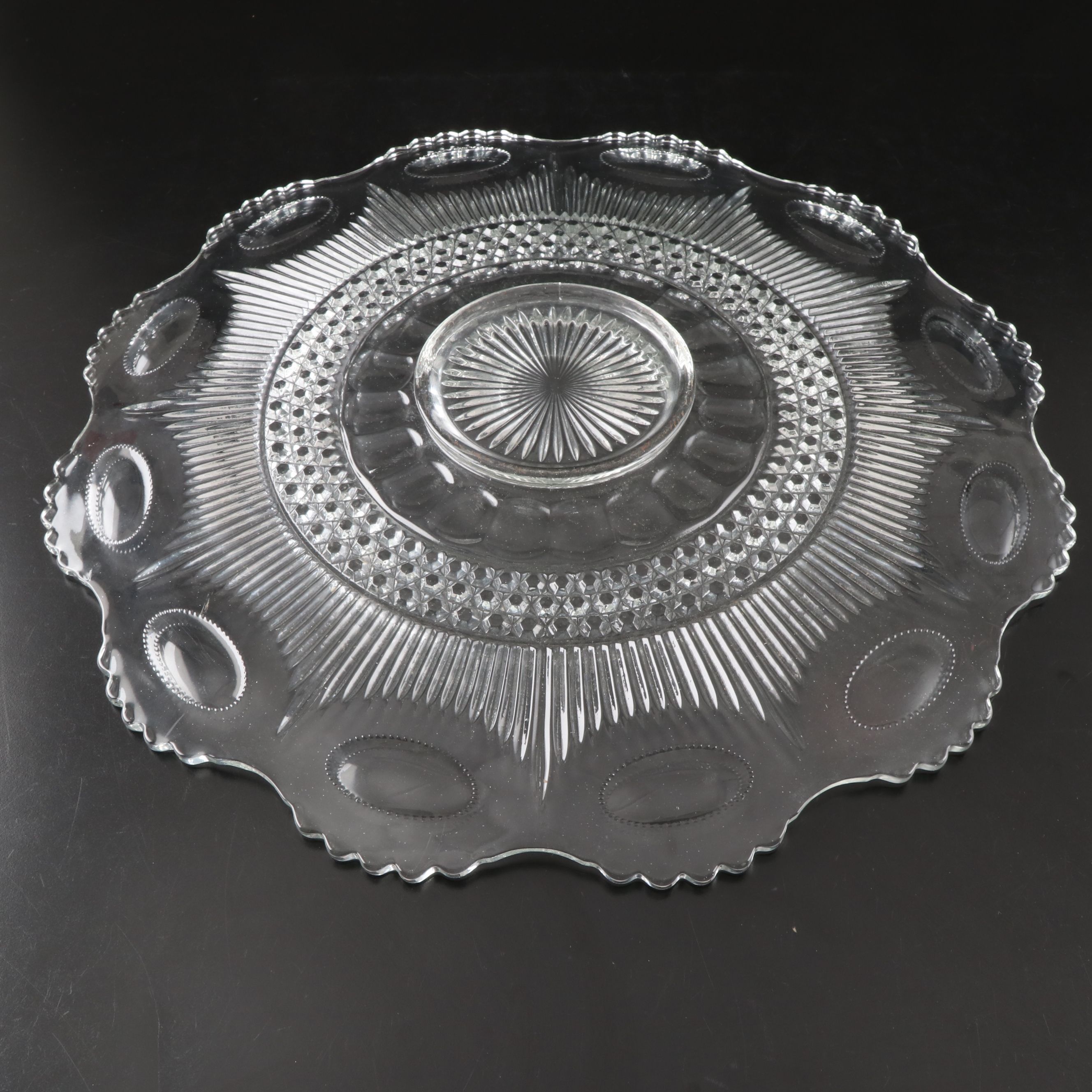 Tiffin-Franciscan "Bullseye" Punch Bowl and Round Torte Tray