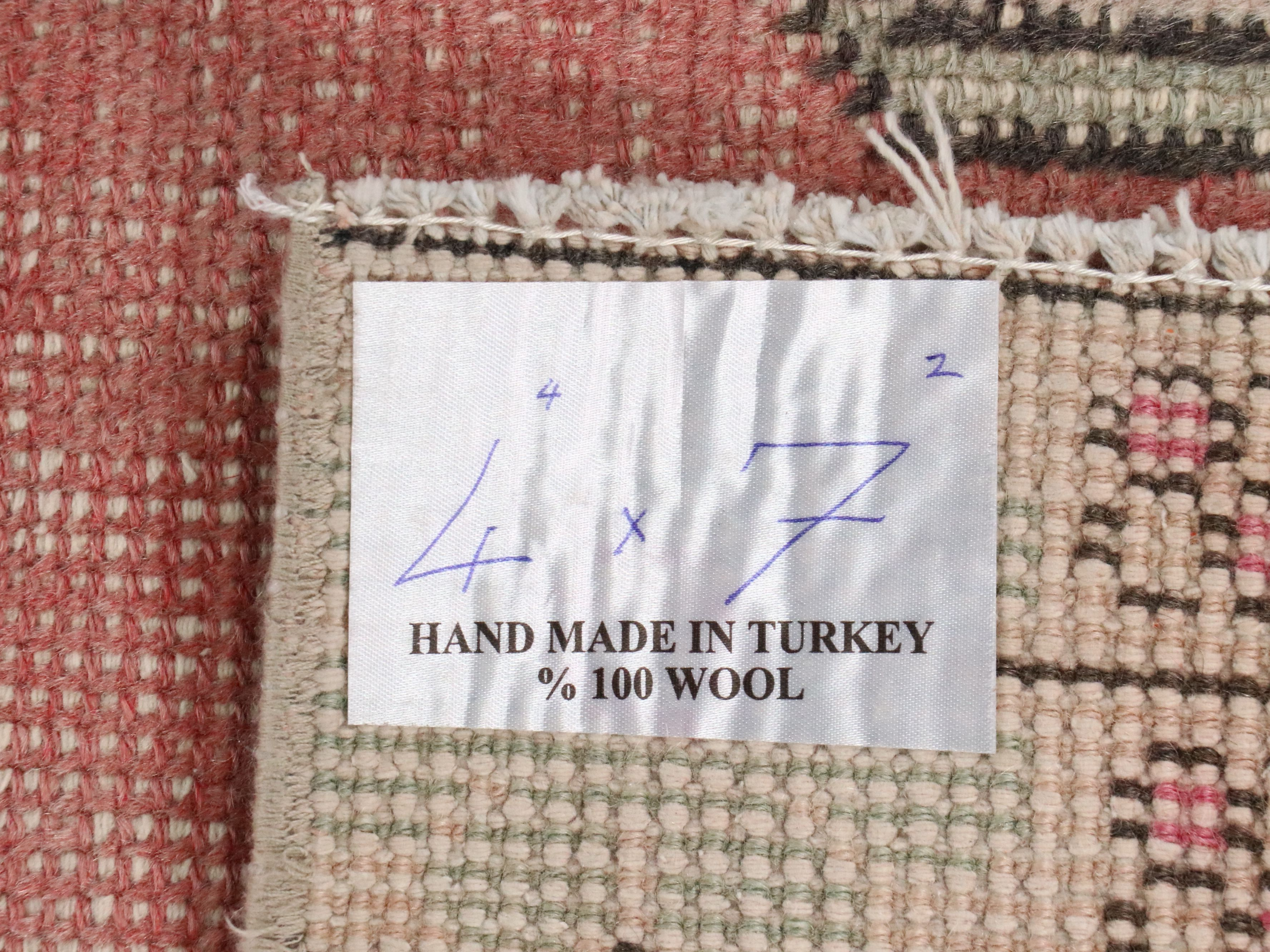 4'5 x 7'2 Hand-Knotted Turkish Anatolian Area Rug