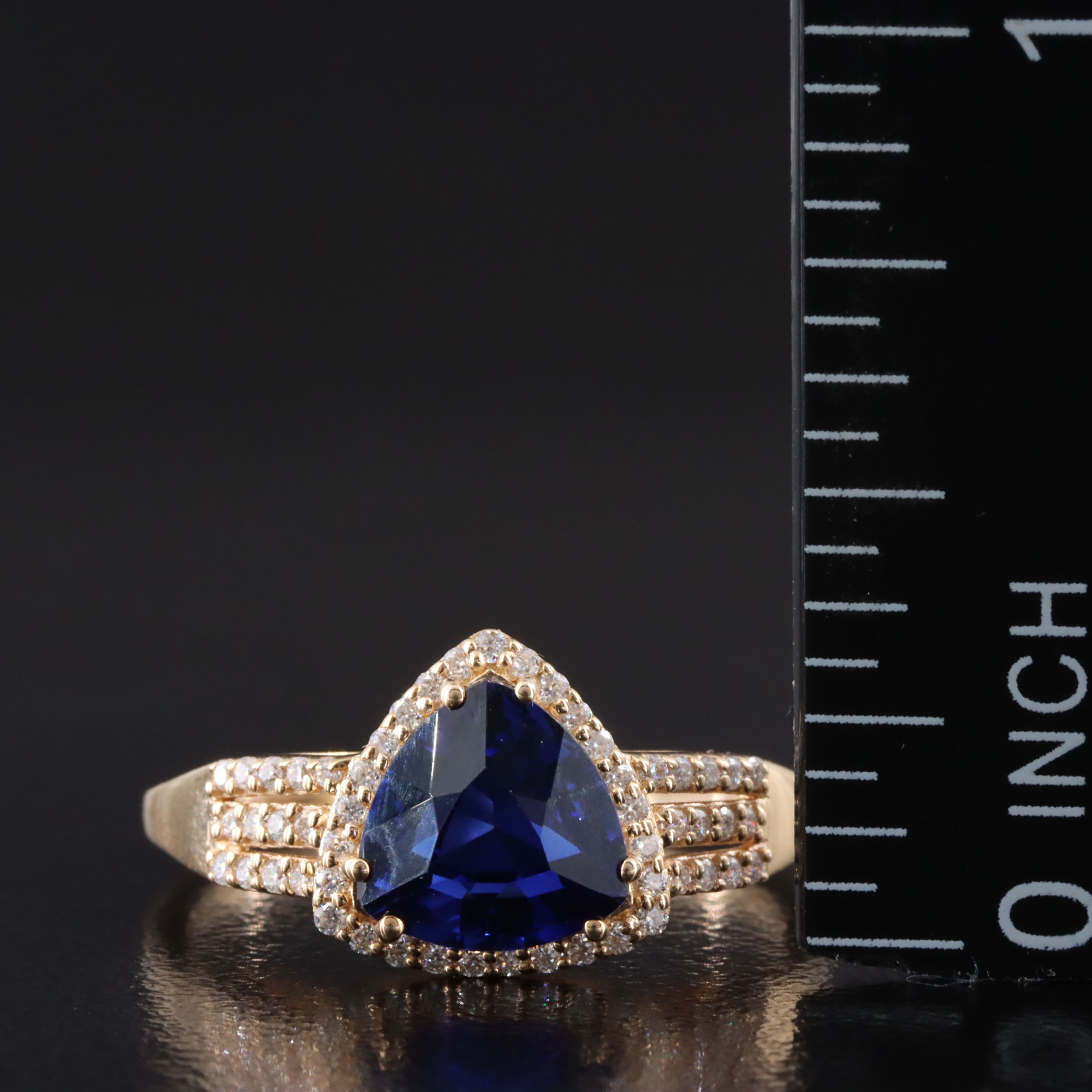 14K 1.76 CT Sapphire and Moissanite Ring