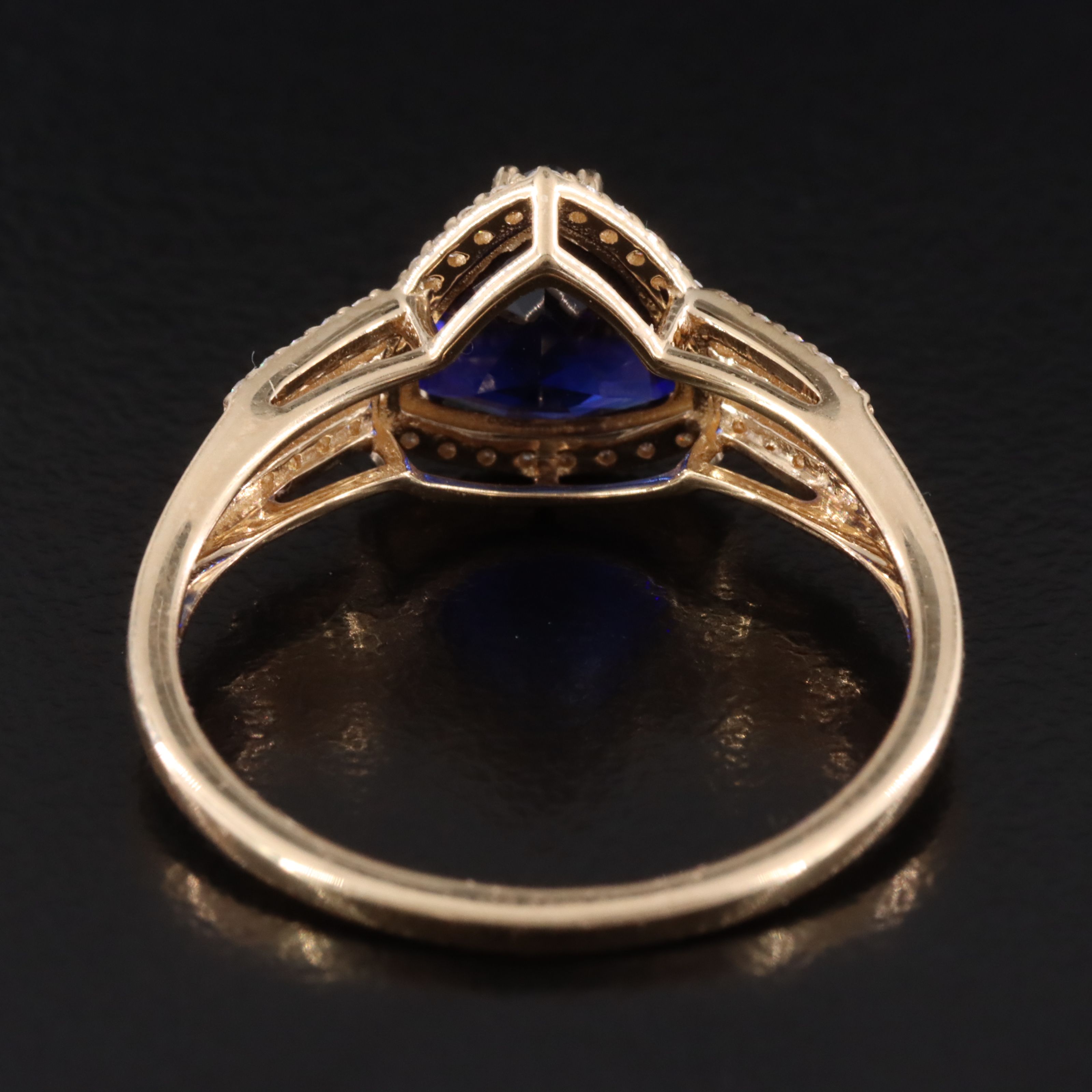 14K 1.76 CT Sapphire and Moissanite Ring