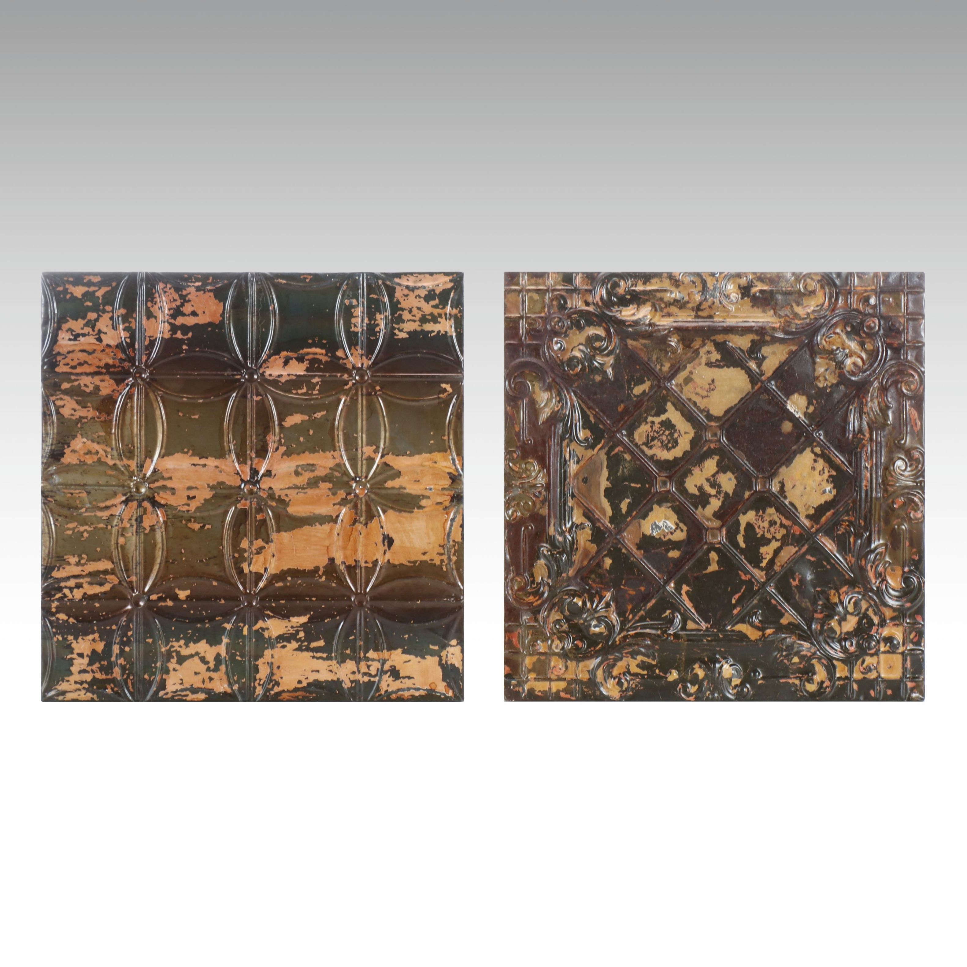 Filigree Motif Metal Tile and Floral Motif Metal Tile