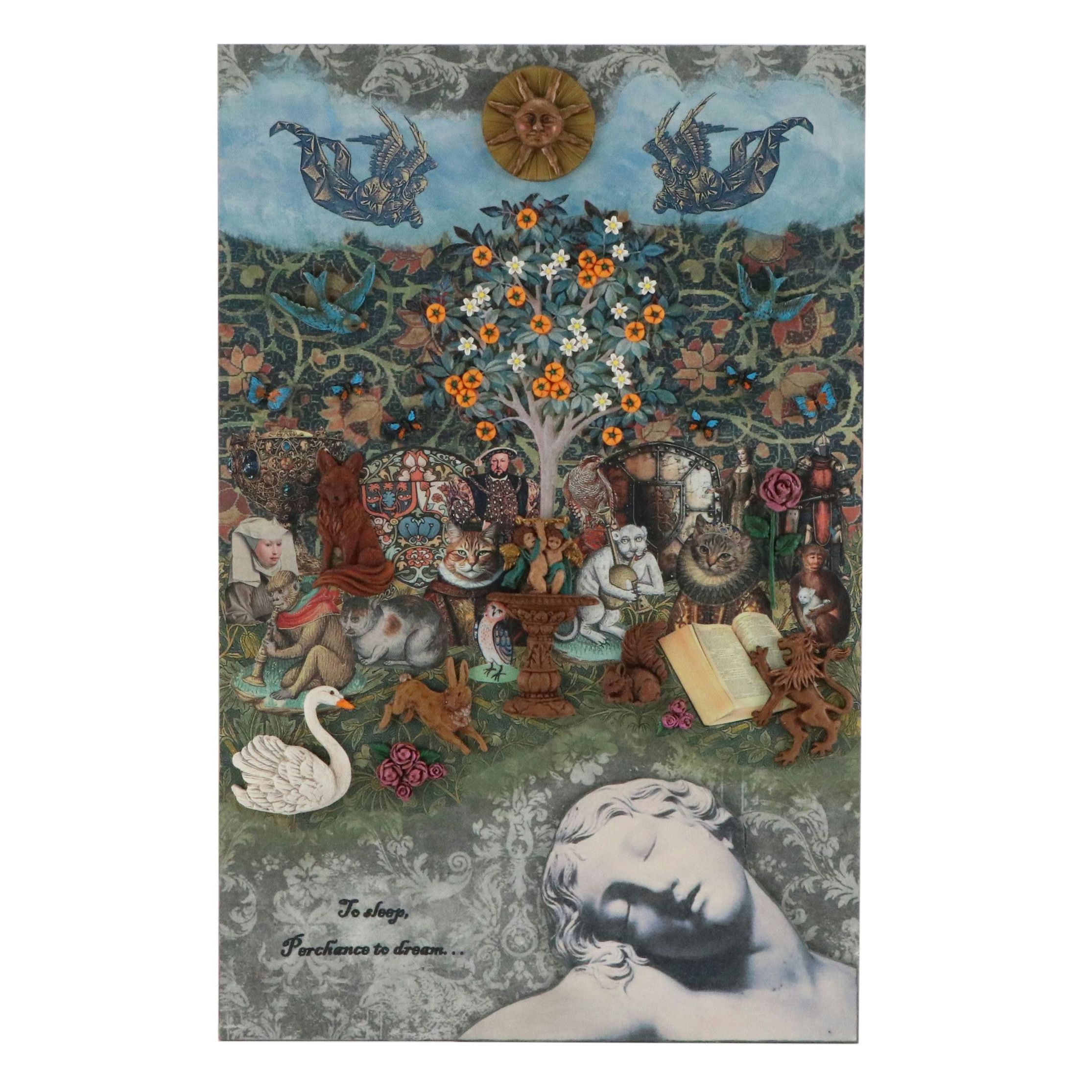 Deborah Kovacs-Sturdevant Mixed Media Assemblage "Dreaming of a Medieval Garden"