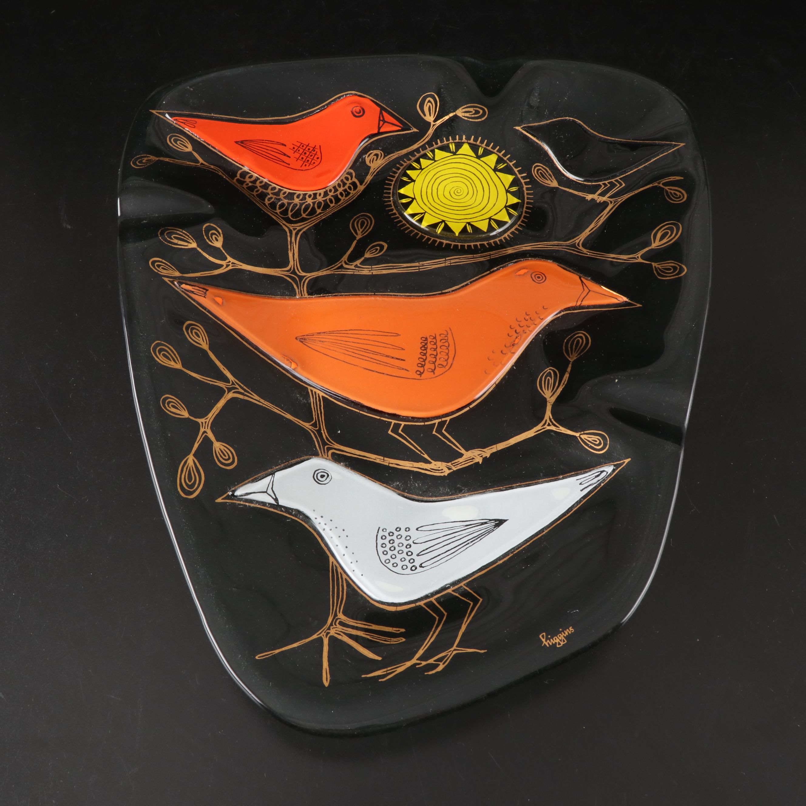 Higgins Fused Art Glass Ashtray, Late 20th Century