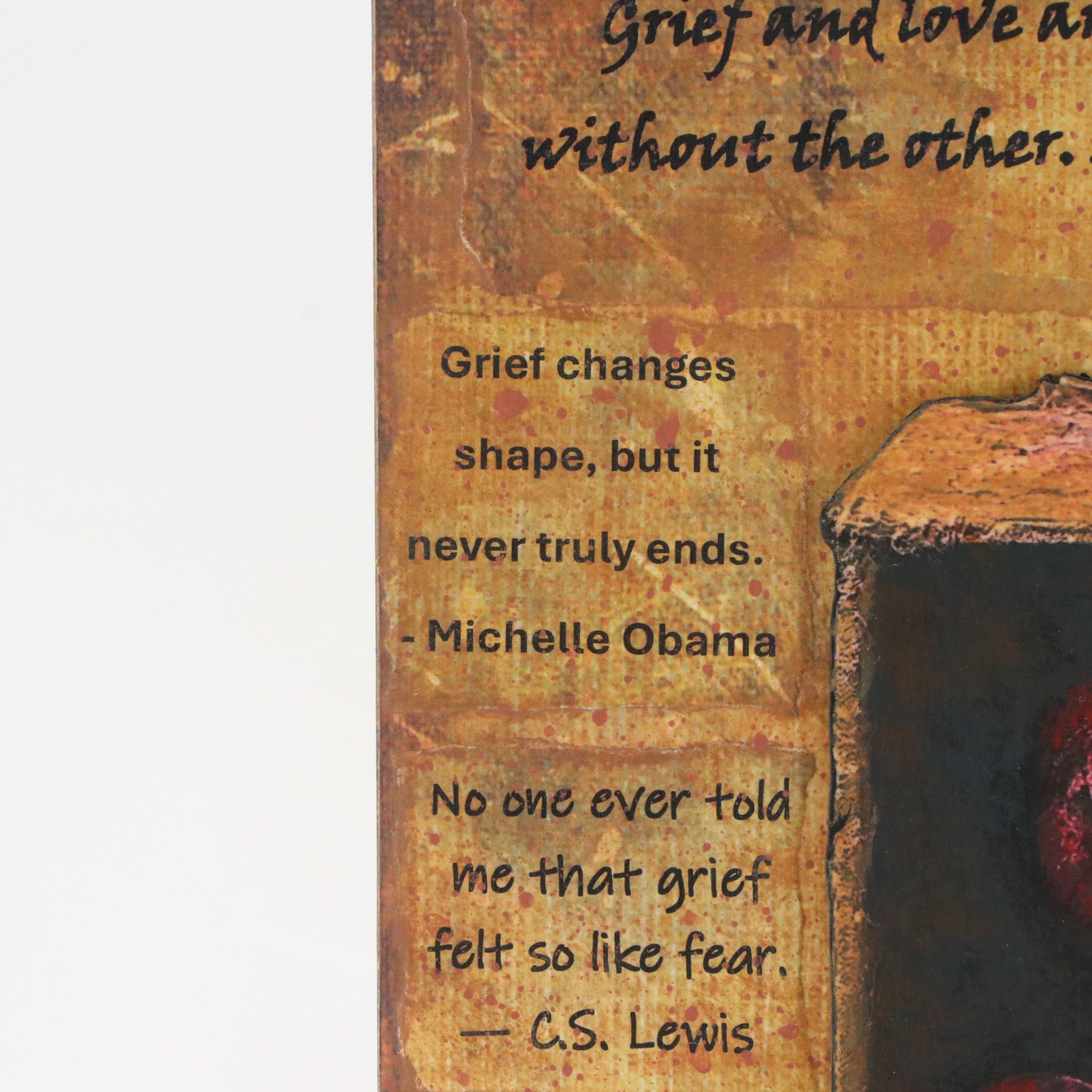 Deborah Kovacs-Sturdevant Mixed Media Assemblage of "Living With Grief," 2025
