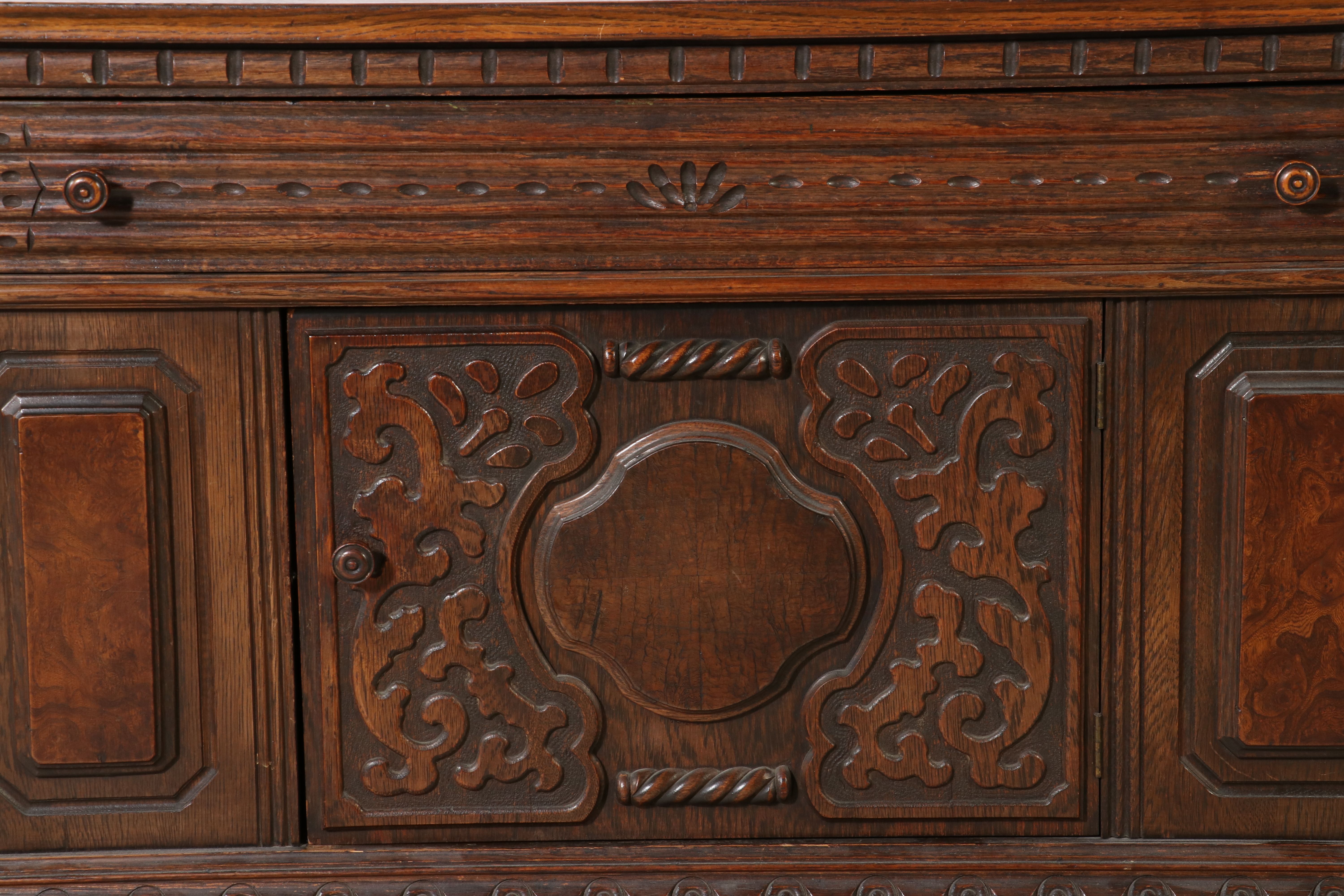 Jacobean Revival Carved Oak Buffet