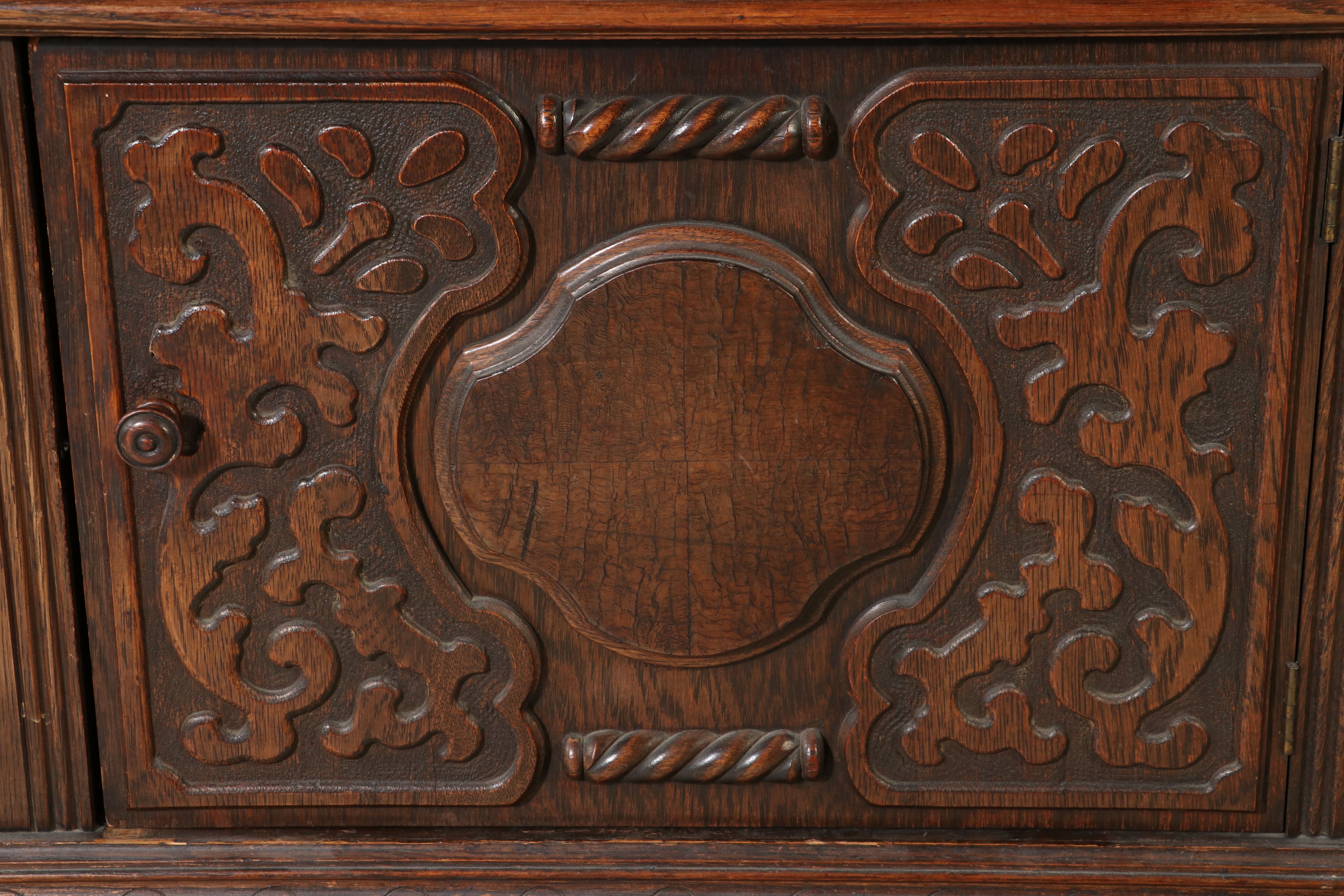 Jacobean Revival Carved Oak Buffet