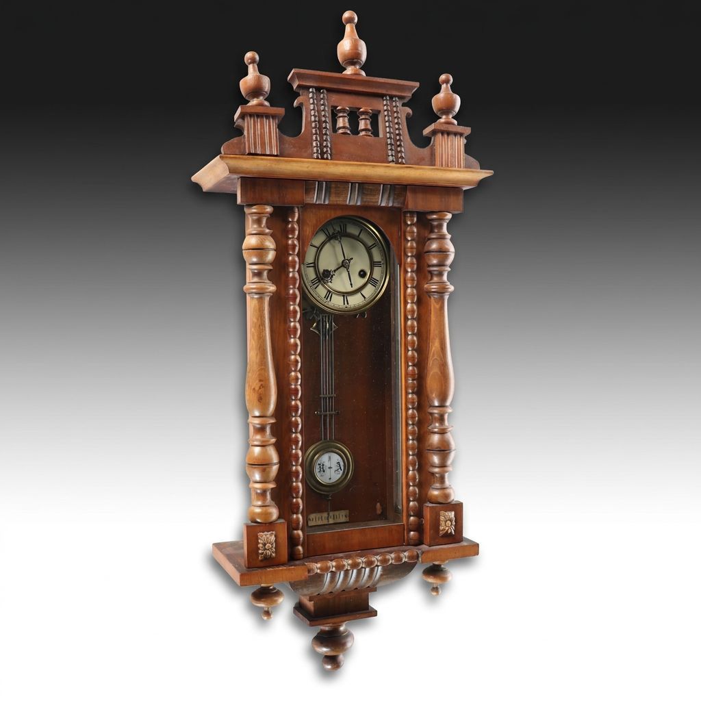Floral Motif Wooden Wall Pendulum Clock