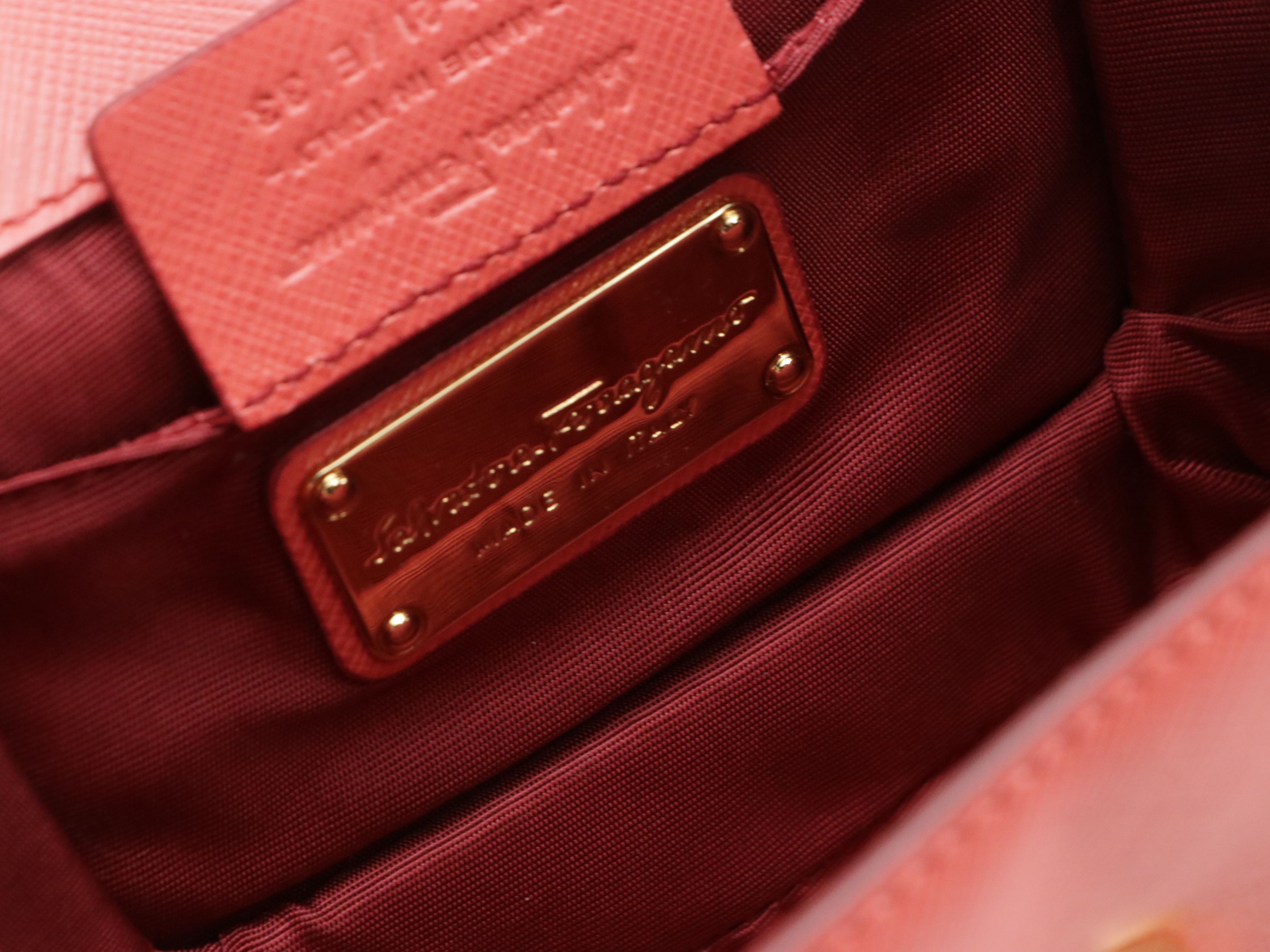 Salvatore Ferragamo Mini Vara Bow Chain Strap Bag in Bright Coral Leather