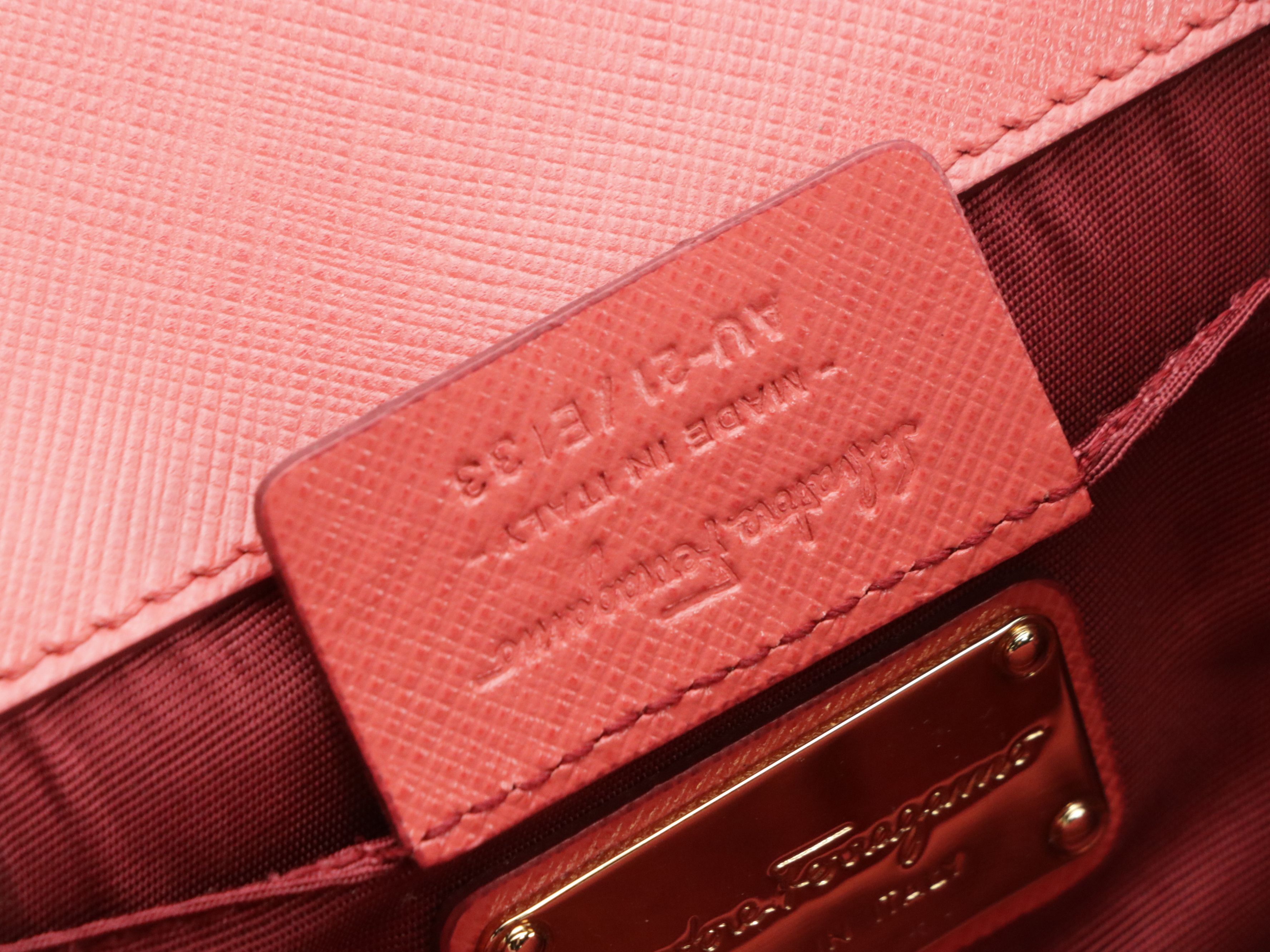 Salvatore Ferragamo Mini Vara Bow Chain Strap Bag in Bright Coral Leather