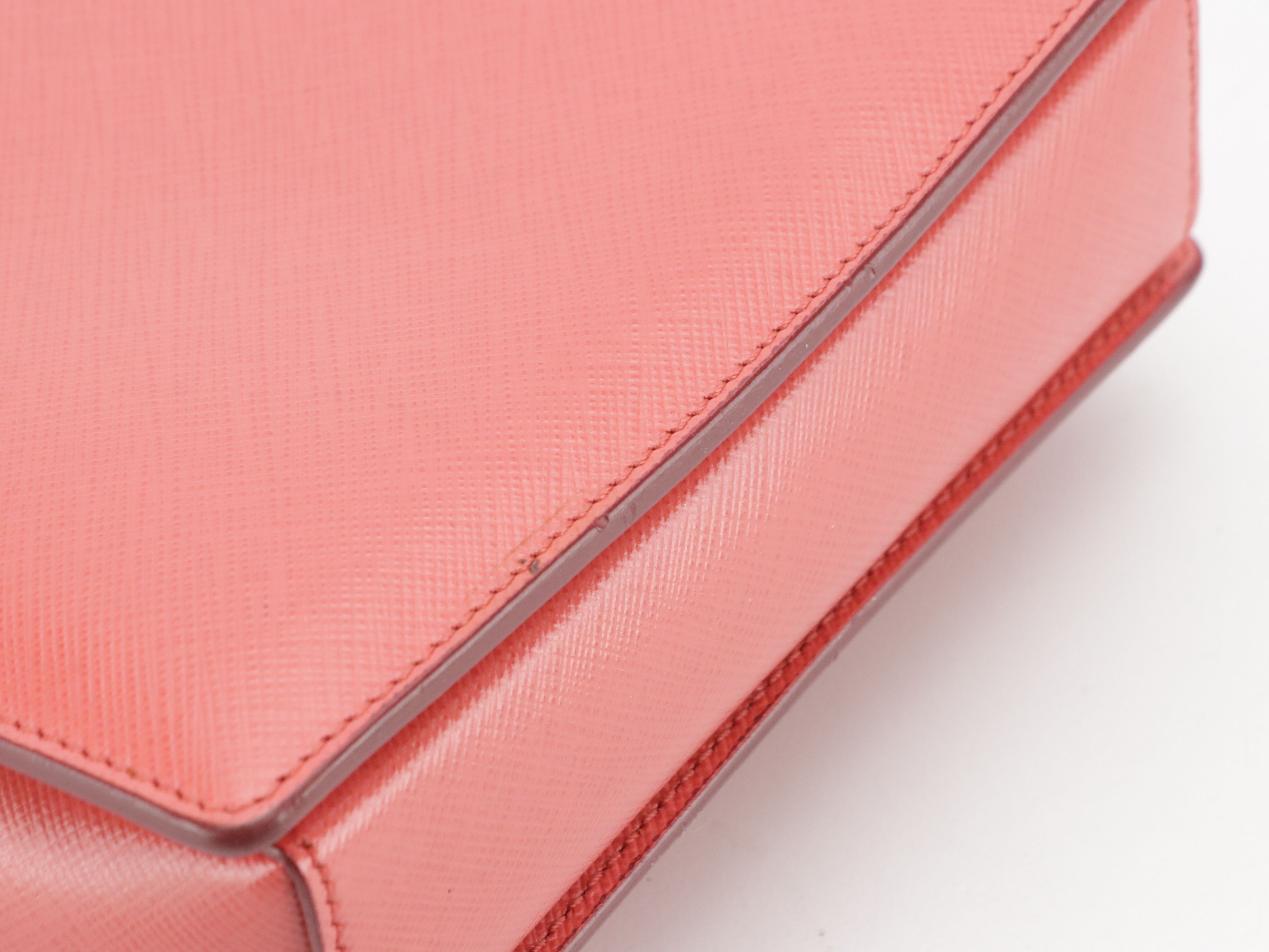 Salvatore Ferragamo Mini Vara Bow Chain Strap Bag in Bright Coral Leather