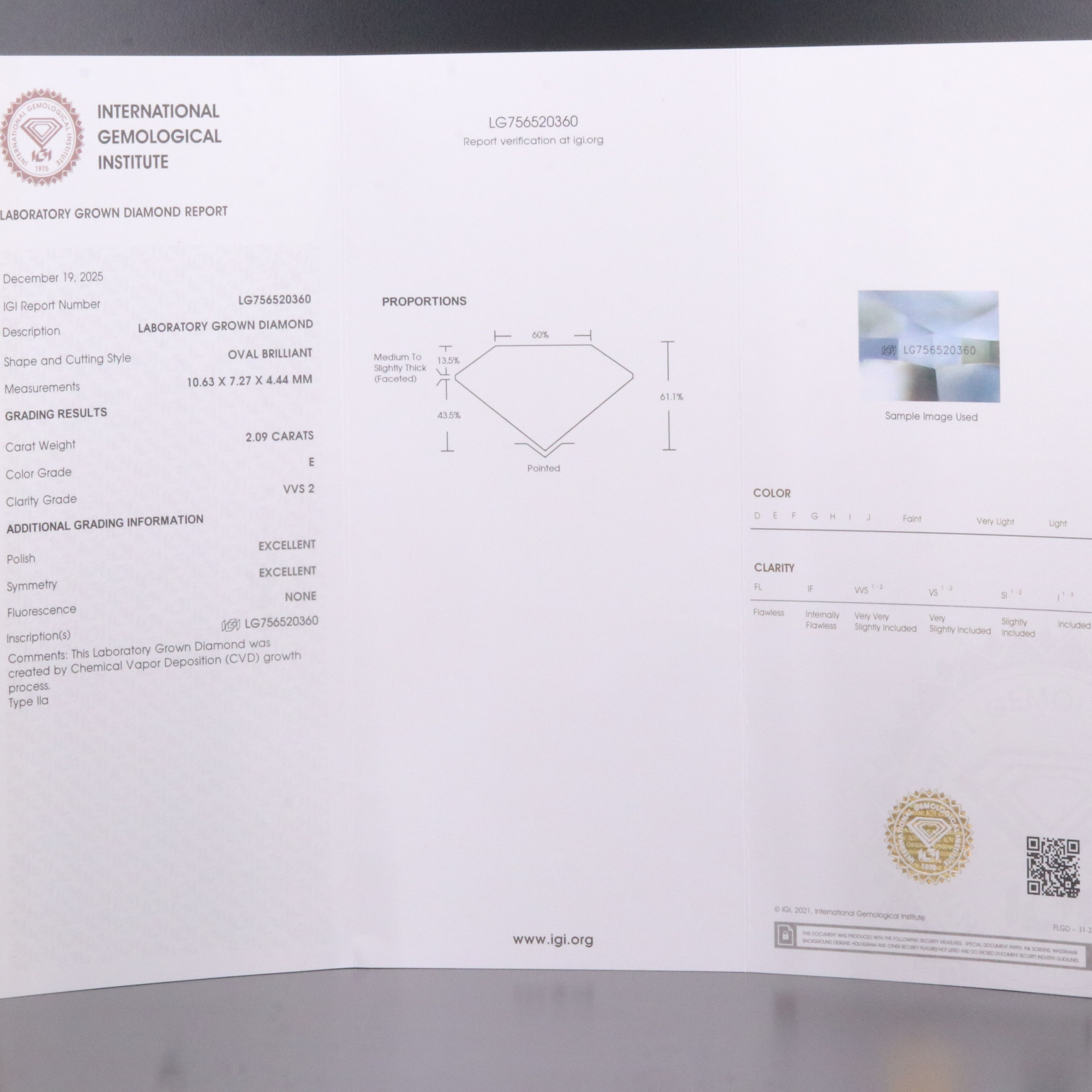 Platinum 4.17 CTW Lab Grown Diamond Stud Earrings with IGI Reports