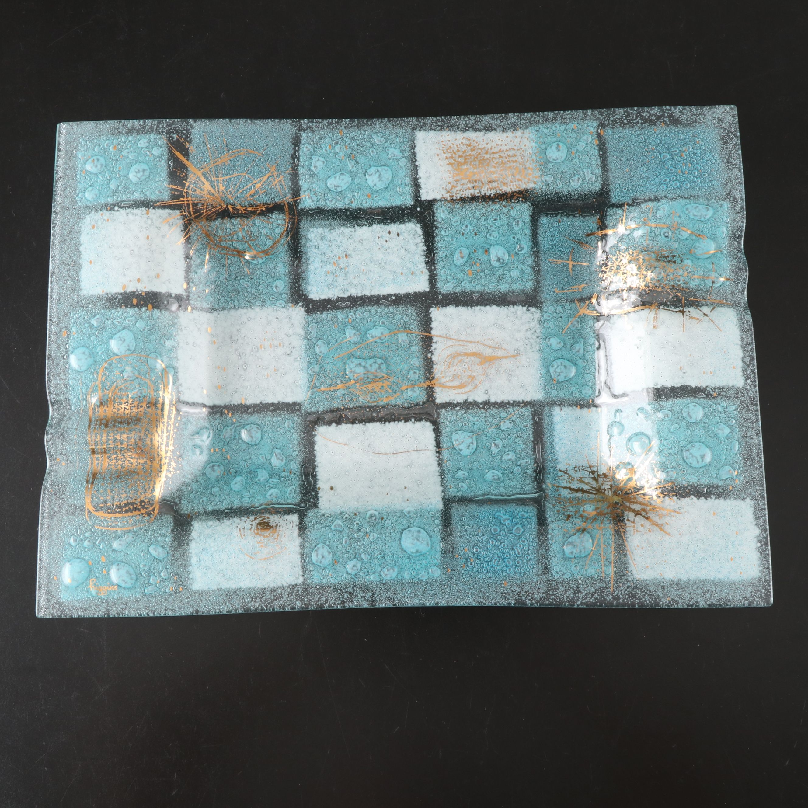 Higgins Fused Art Glass Ashtray, Late 20th Century