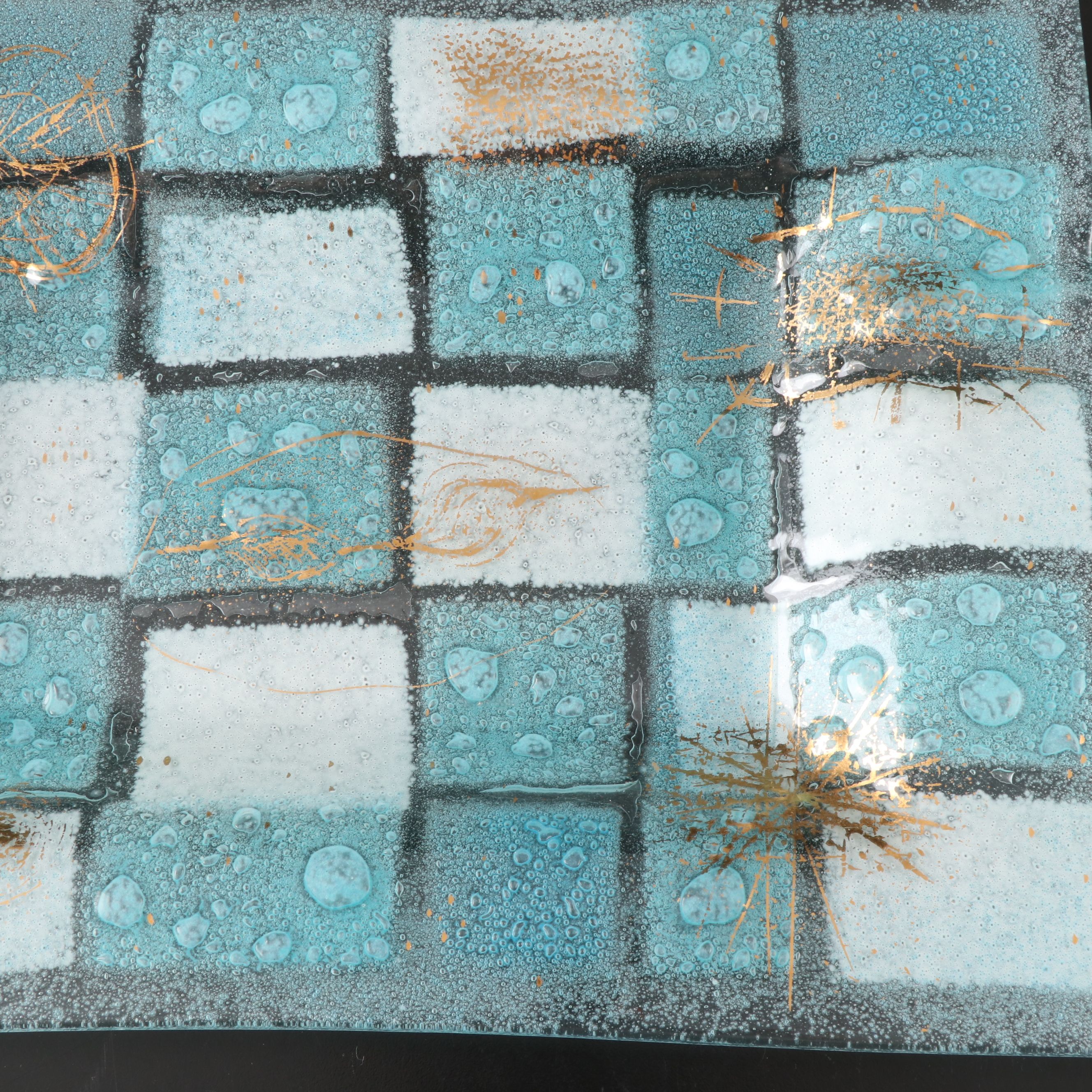 Higgins Fused Art Glass Ashtray, Late 20th Century