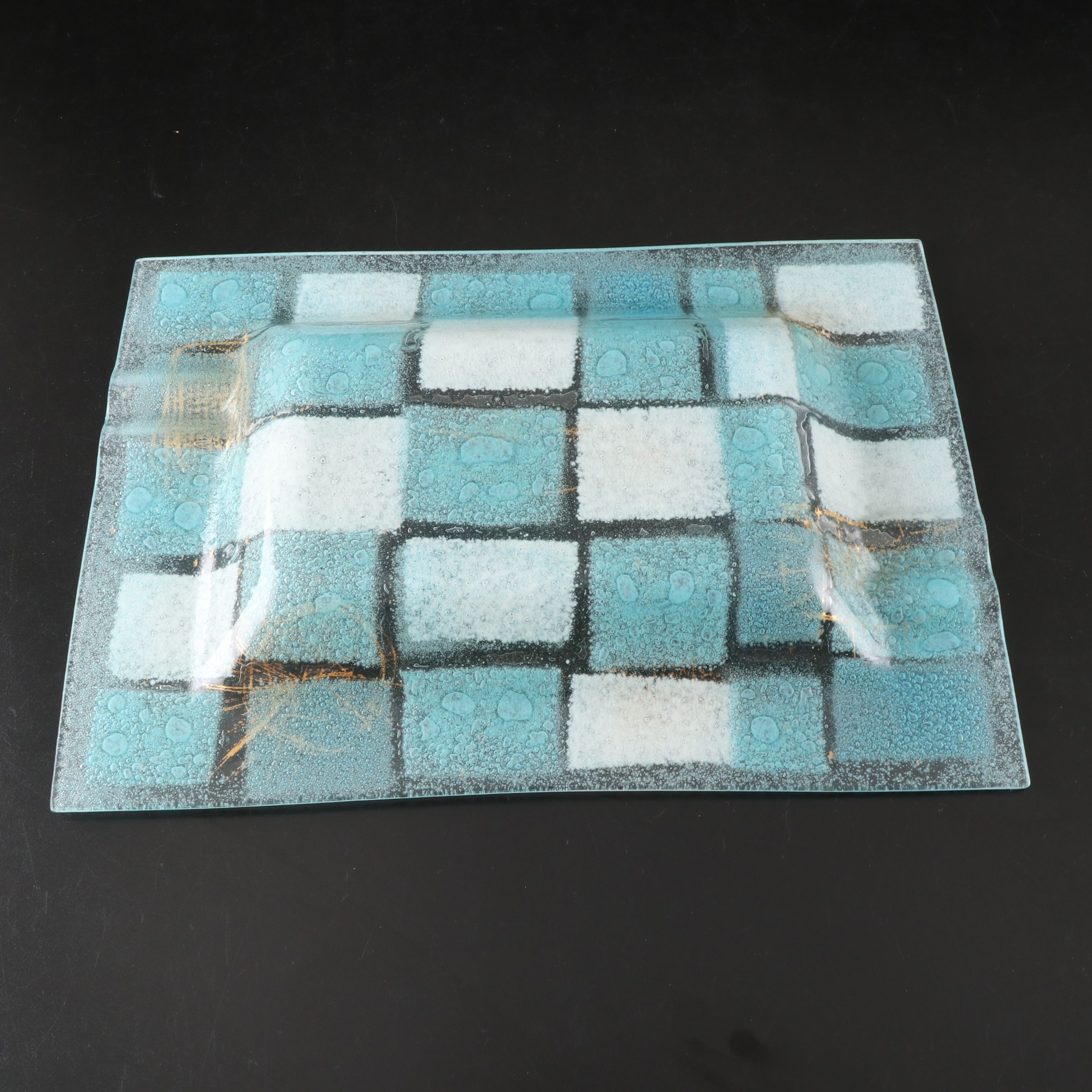 Higgins Fused Art Glass Ashtray, Late 20th Century