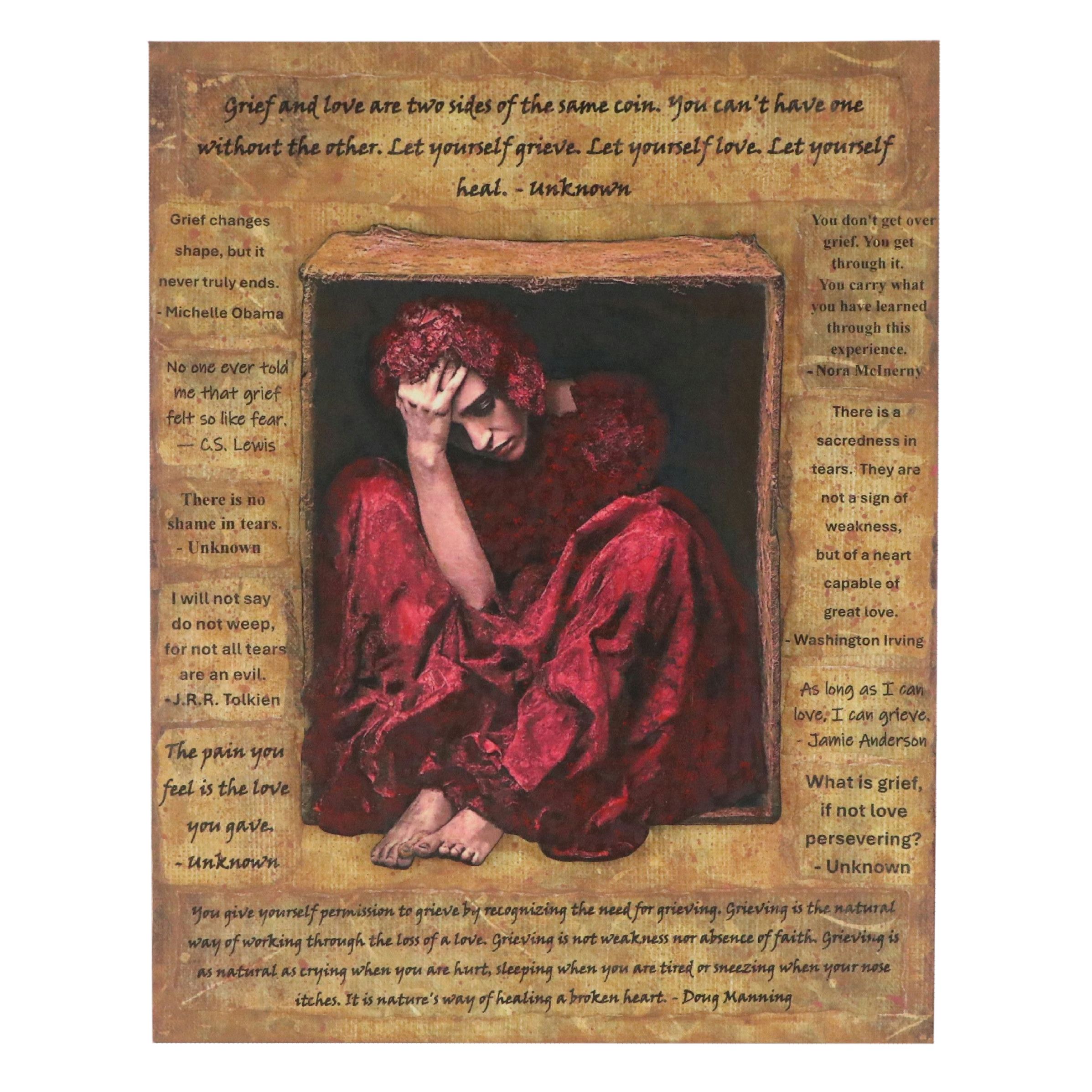 Deborah Kovacs-Sturdevant Mixed Media Assemblage of "Living With Grief," 2025