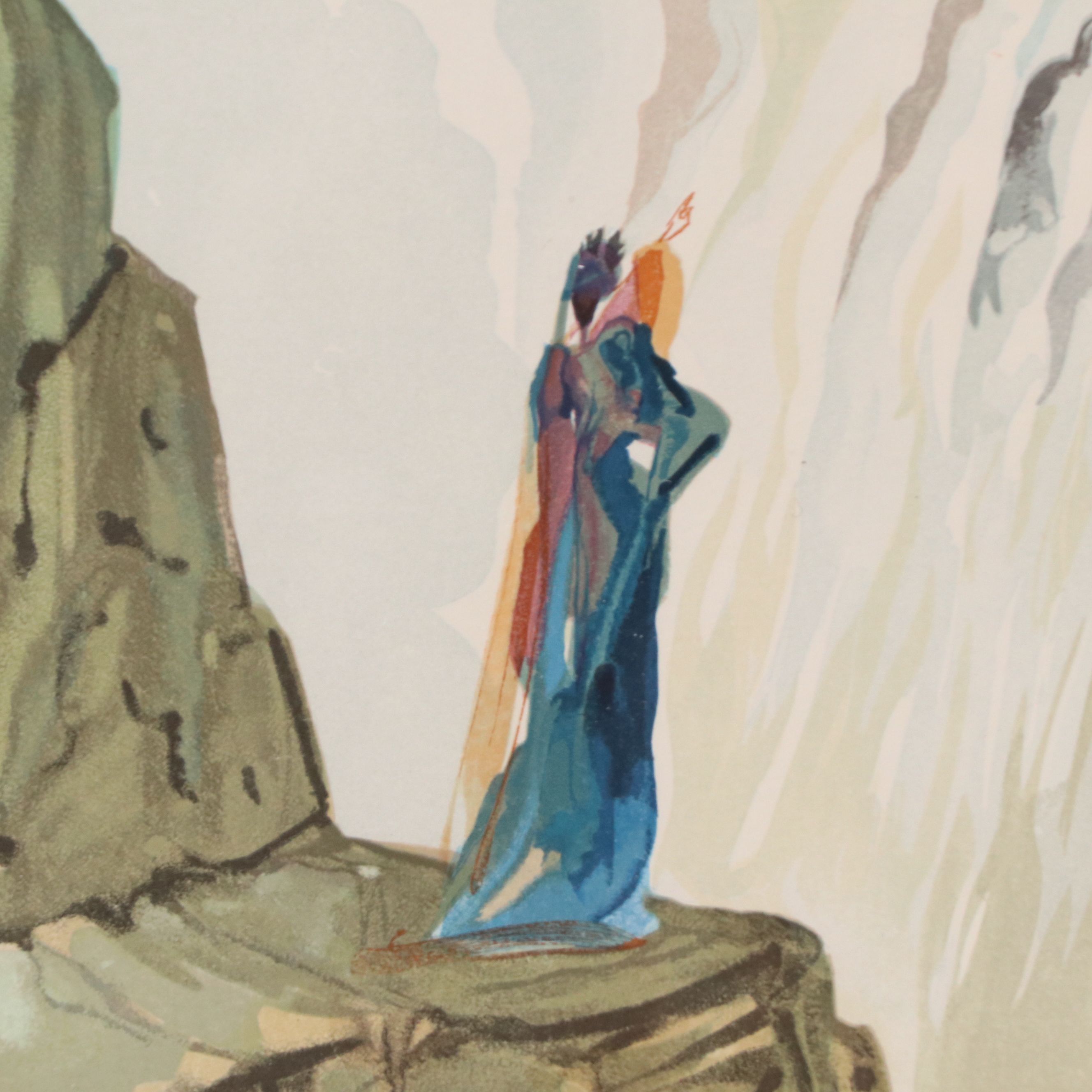 Salvador Dalí Wood Engraving "Quittant la Corniche de la Colère," 1960-1964