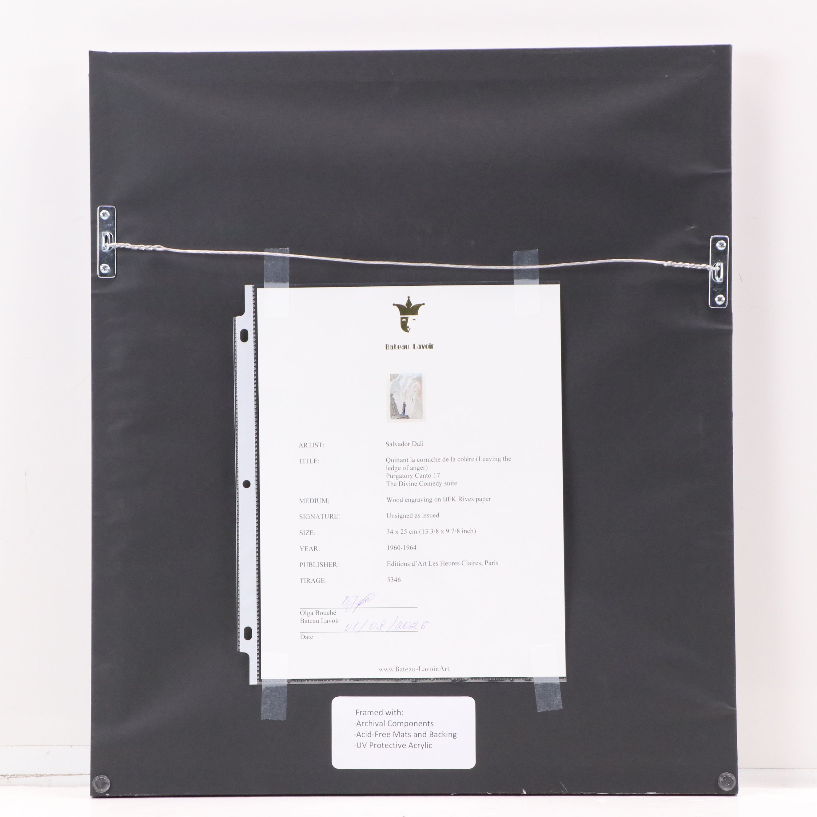 Salvador Dalí Wood Engraving "Quittant la Corniche de la Colère," 1960-1964