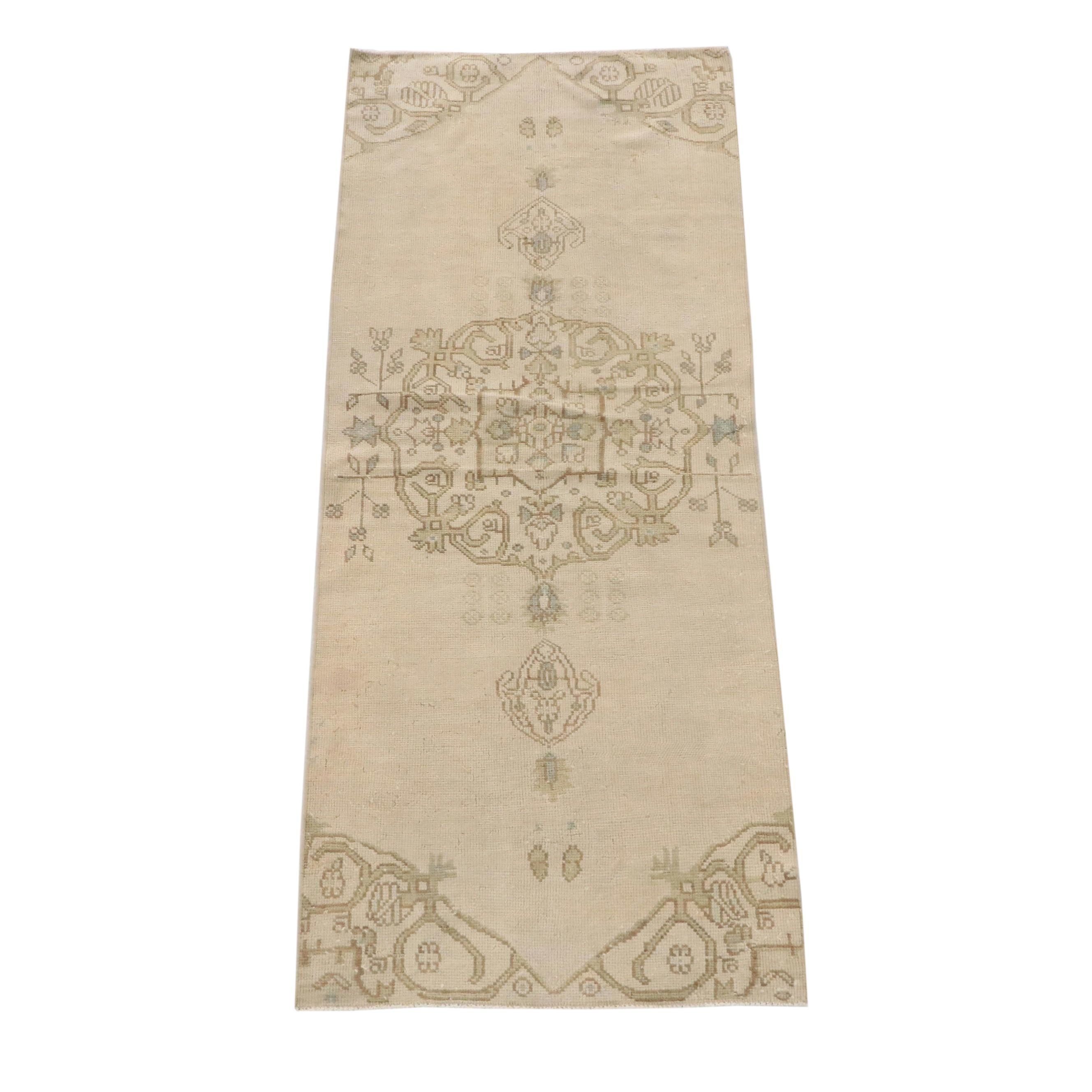 2'11 x 7'5 Hand-Knotted Turkish Oushak Carpet Runner