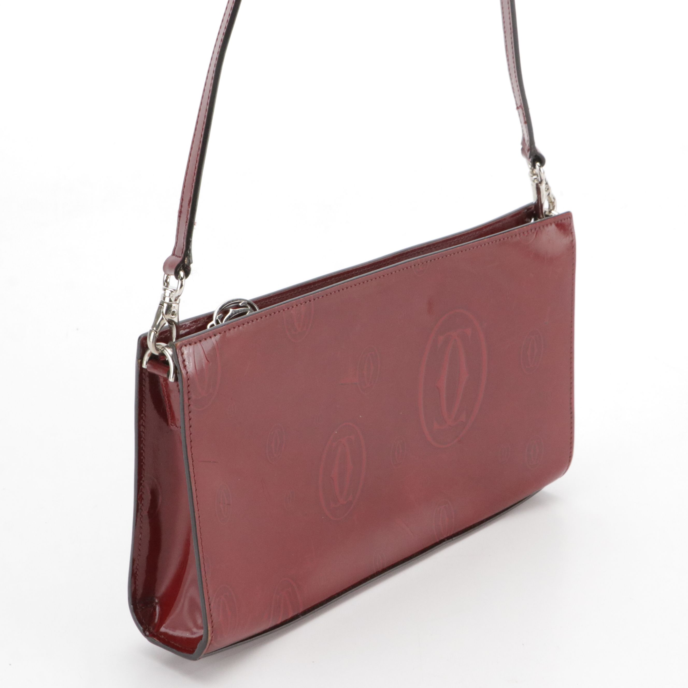 Cartier Burgundy Happy Birthday Patent Leather Pochette Shoulder Bag