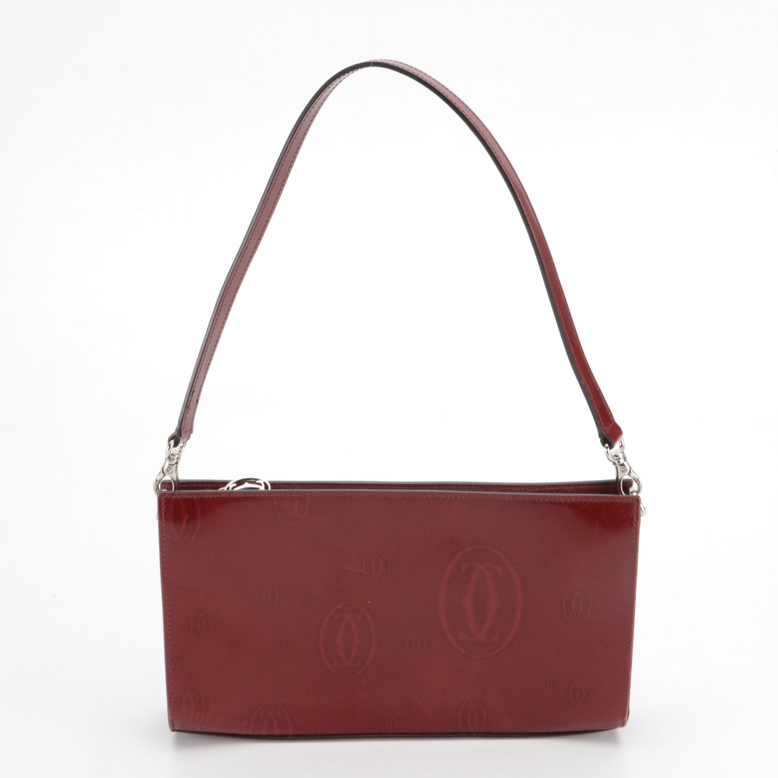 Cartier Burgundy Happy Birthday Patent Leather Pochette Shoulder Bag