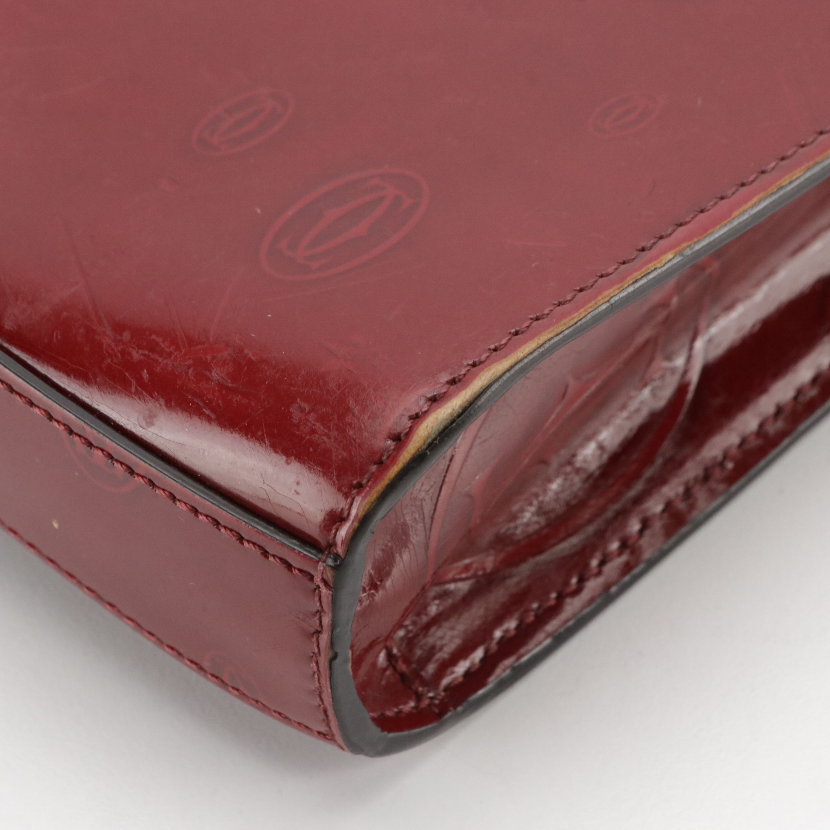 Cartier Burgundy Happy Birthday Patent Leather Pochette Shoulder Bag