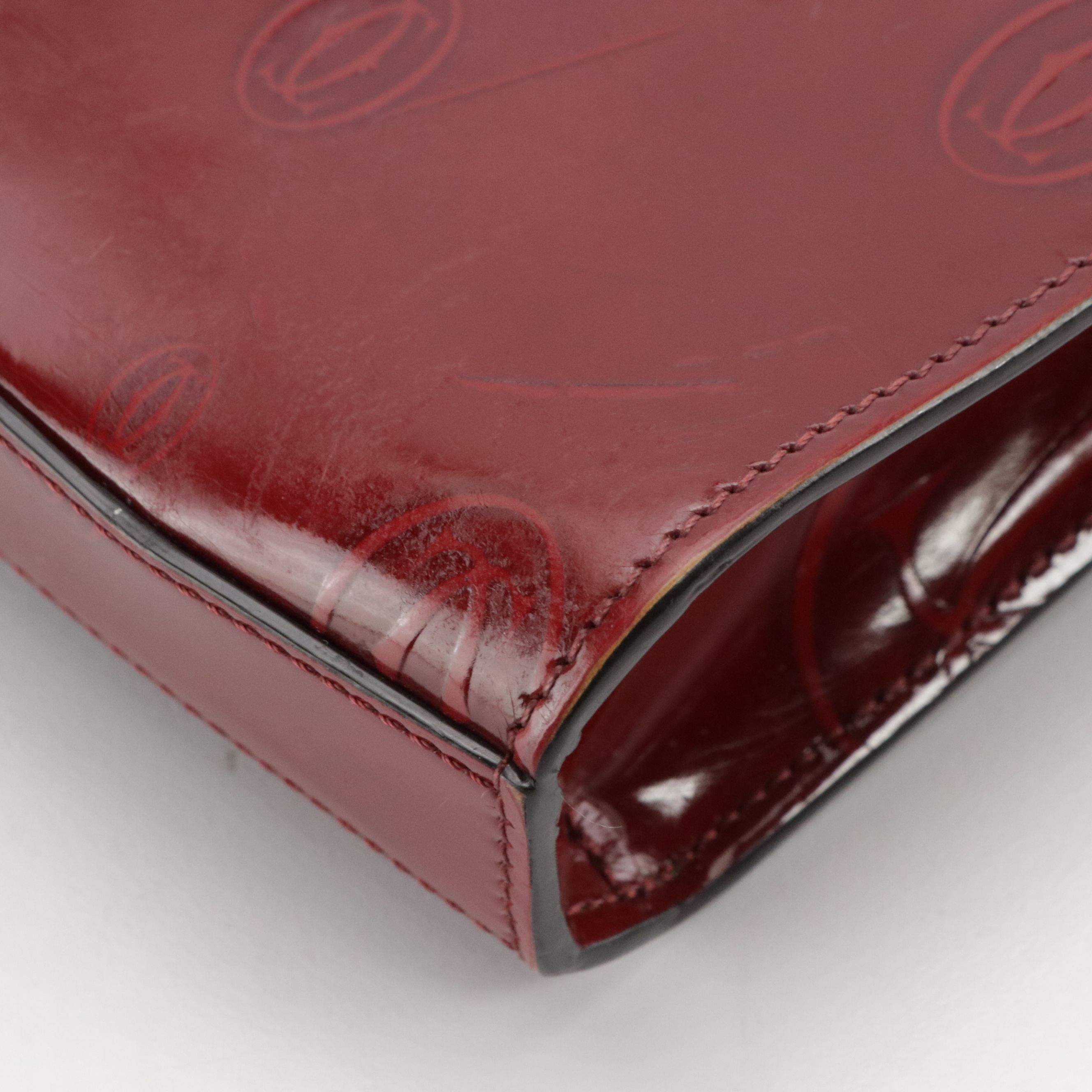 Cartier Burgundy Happy Birthday Patent Leather Pochette Shoulder Bag