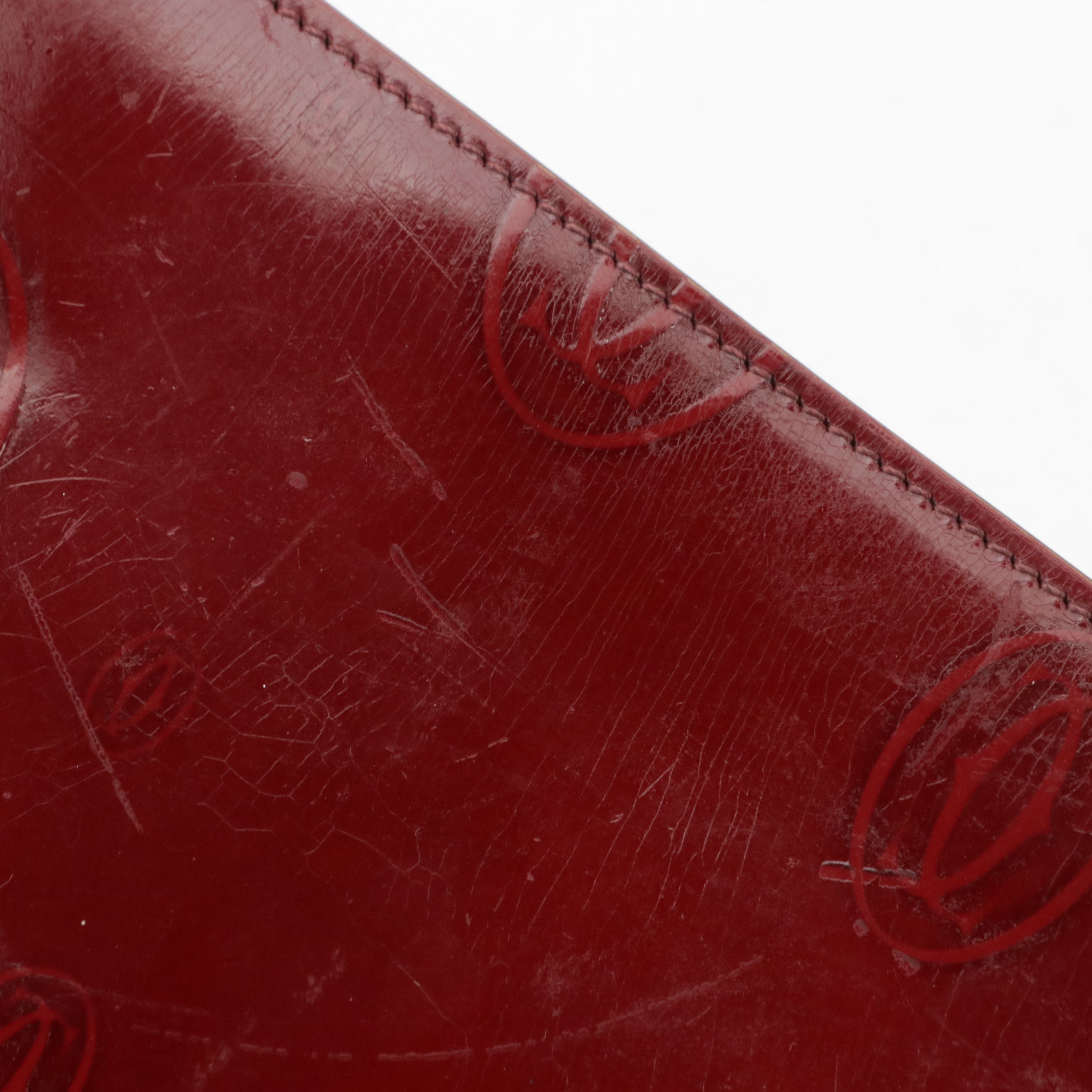 Cartier Burgundy Happy Birthday Patent Leather Pochette Shoulder Bag