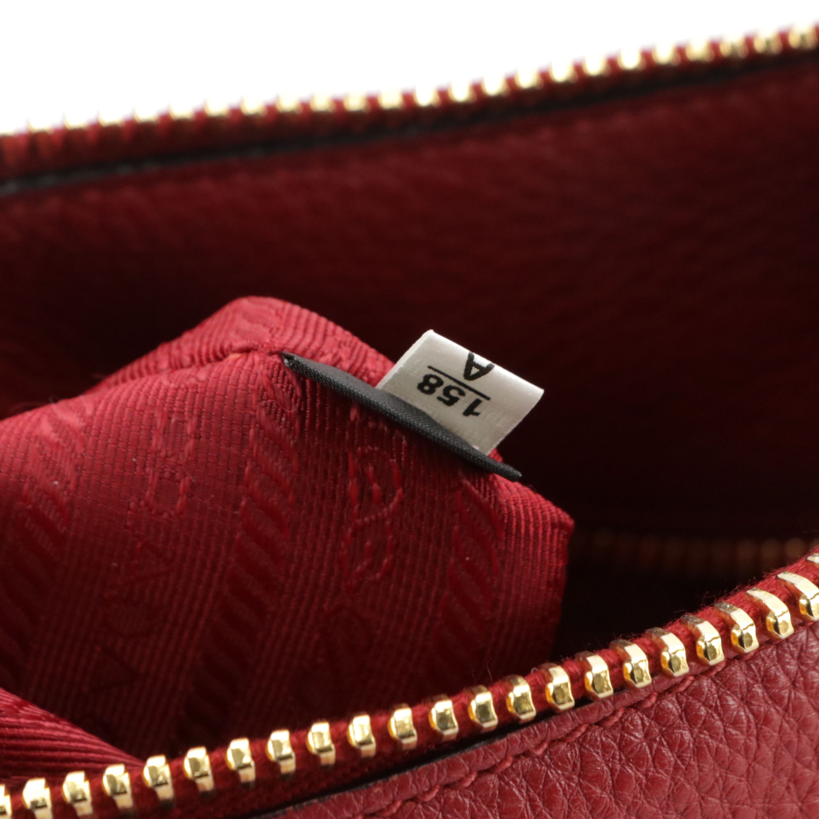 Prada Zippered Two-Way Bag in Scarlett Red Grained Calfskin Leather
