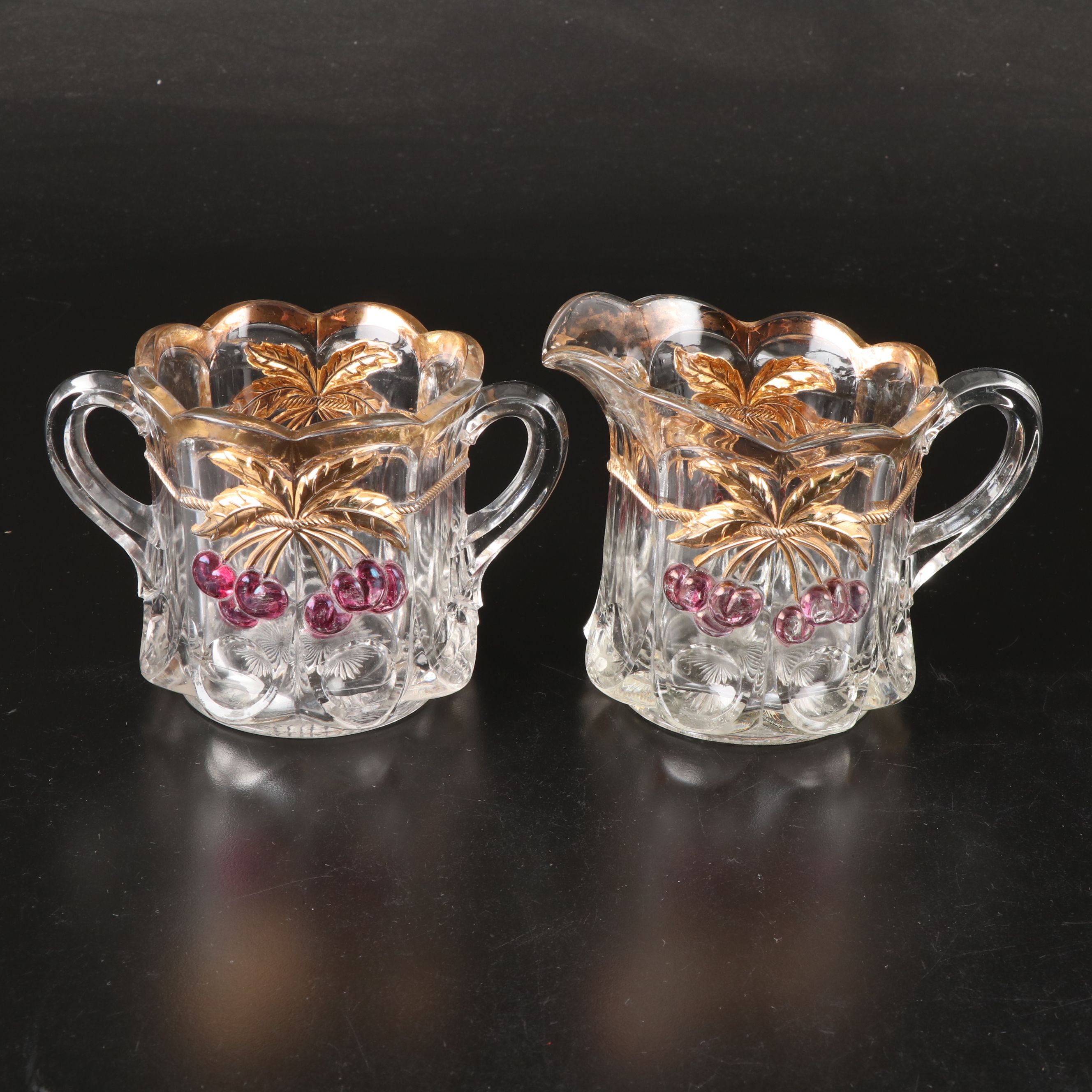 Northwood "Cherry and Cable Clear Ruby" Glass Serveware