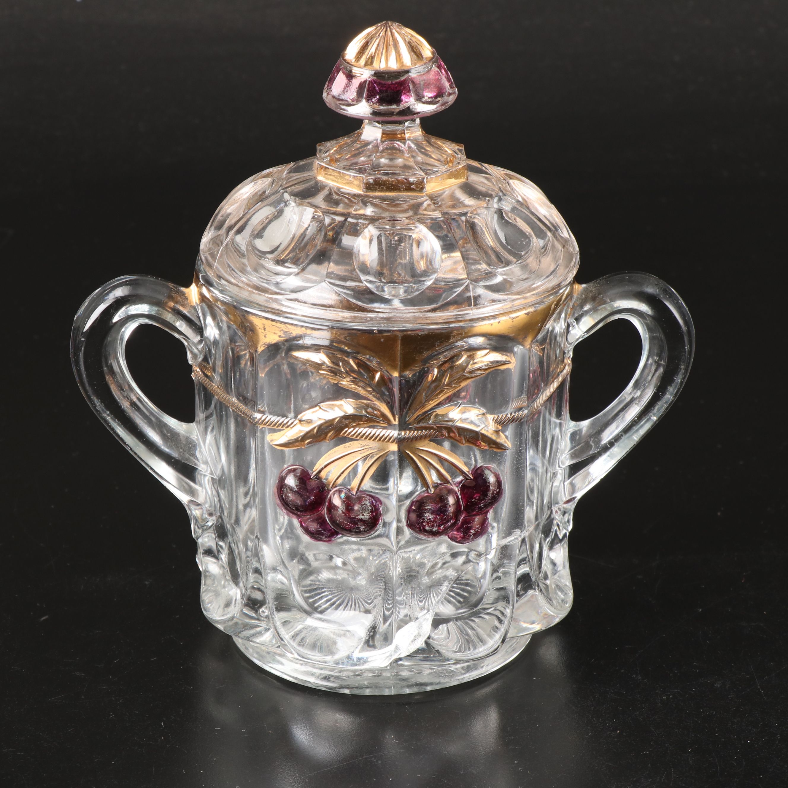Northwood "Cherry and Cable Clear Ruby" Glass Serveware