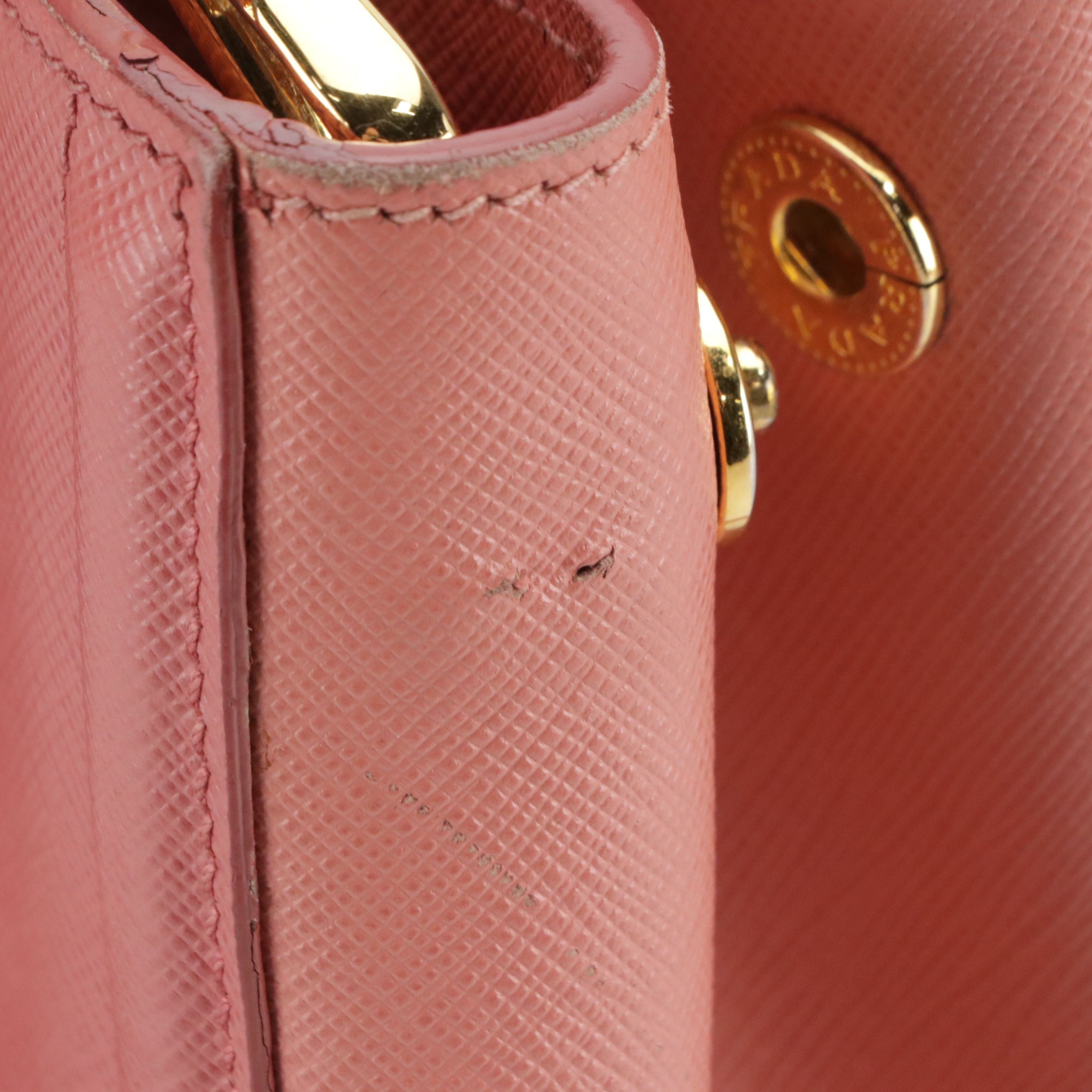 Prada Small Two-Way Shopping Tote in Tamaris & Camelia Pink Saffiano Leather