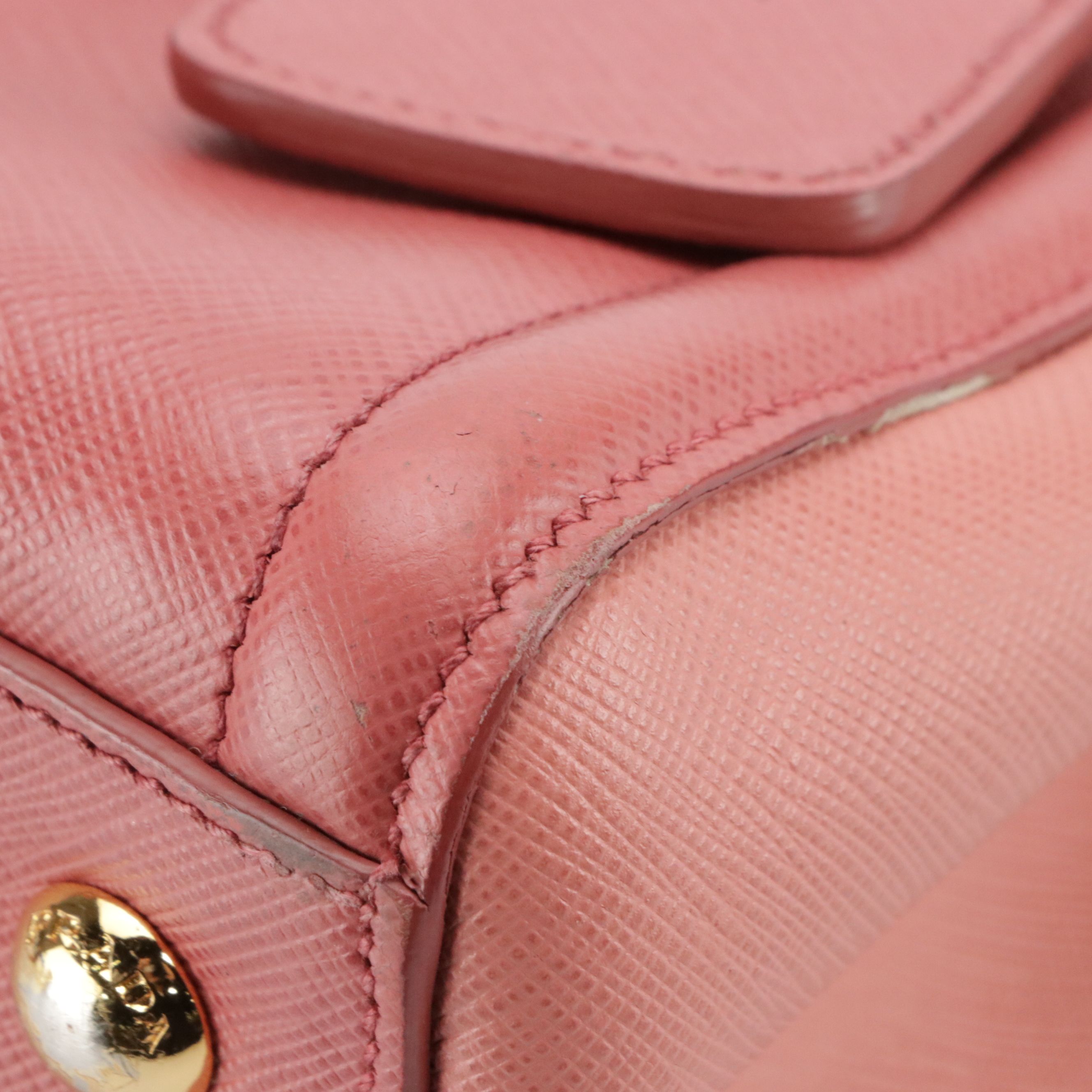 Prada Small Two-Way Shopping Tote in Tamaris & Camelia Pink Saffiano Leather