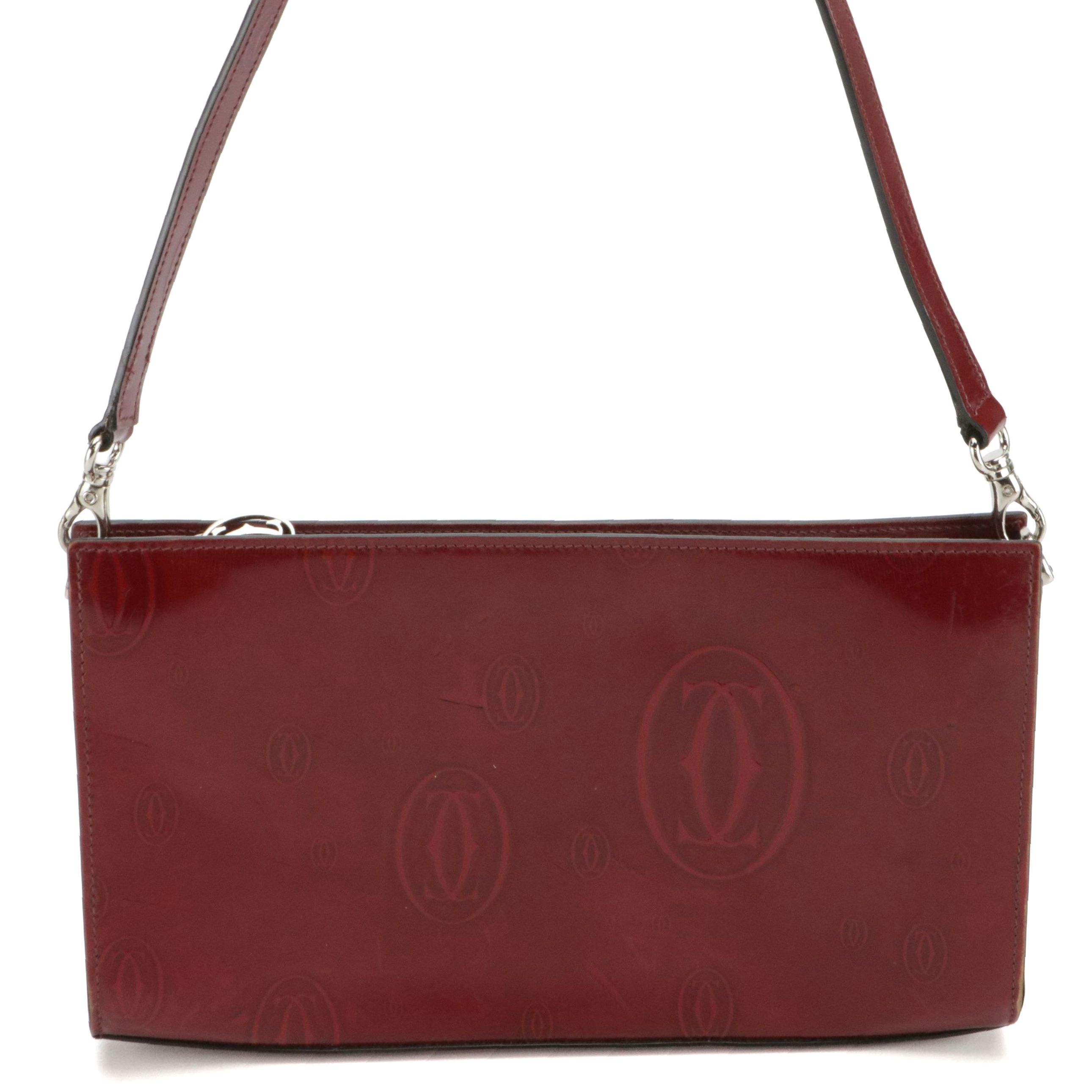 Cartier Burgundy Happy Birthday Patent Leather Pochette Shoulder Bag