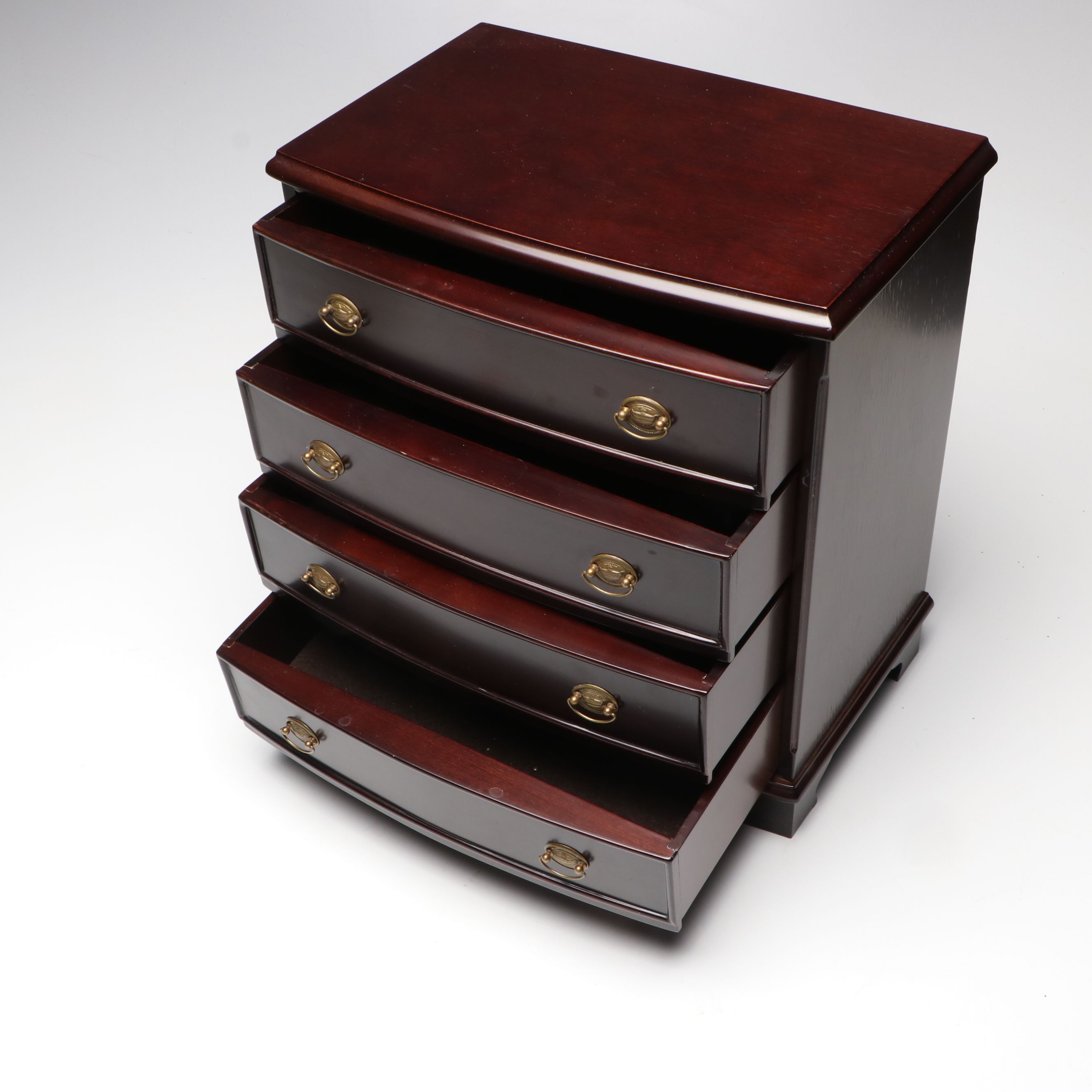 The Bombay Company Wooden Footed Jewelry Chest, Late 20th Century