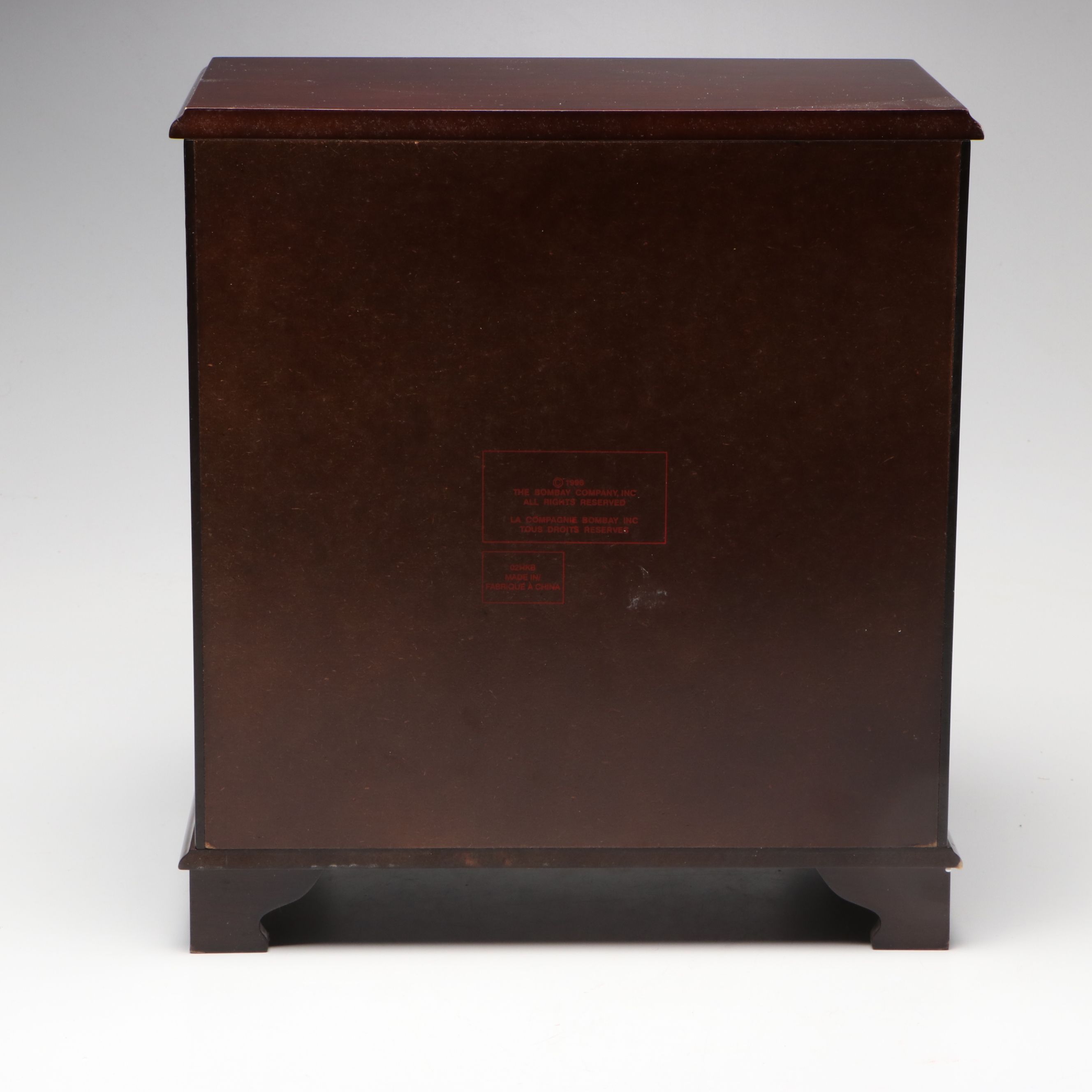 The Bombay Company Wooden Footed Jewelry Chest, Late 20th Century