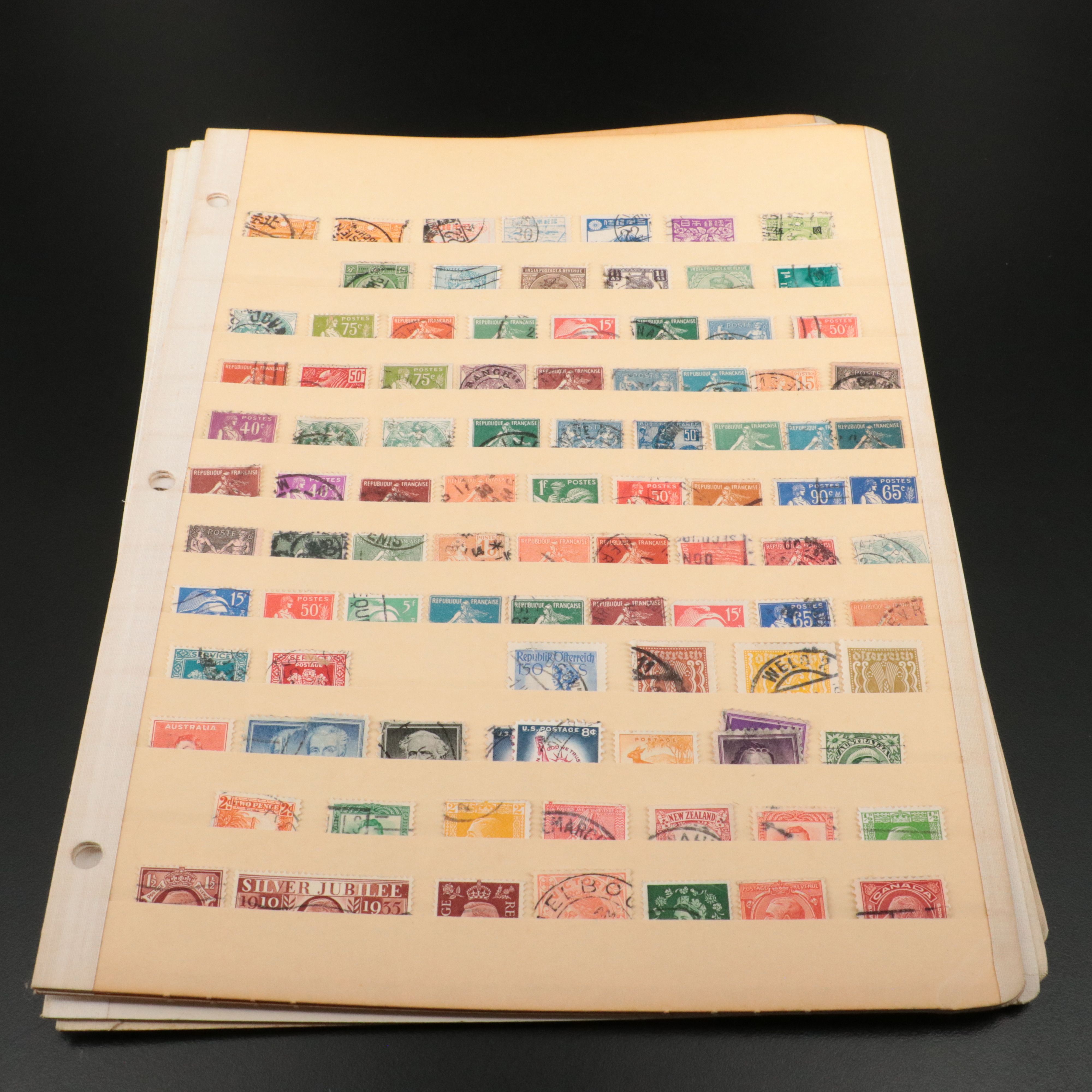 Three Vintage Albums of World Postage Stamps and Postal Covers