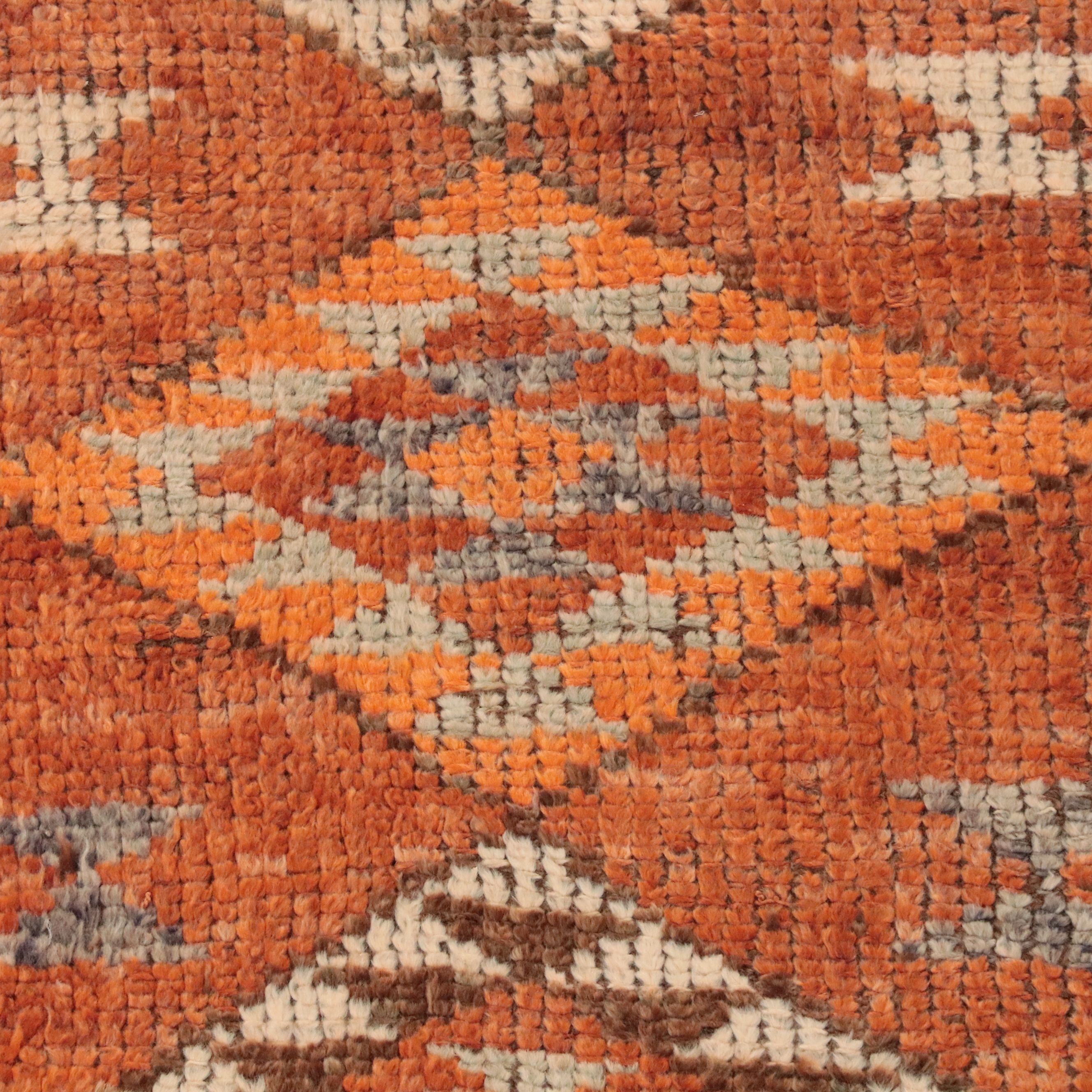 2'11 x 10'9 Hand-Knotted Turkish Konya-Style Geometric Long Rug