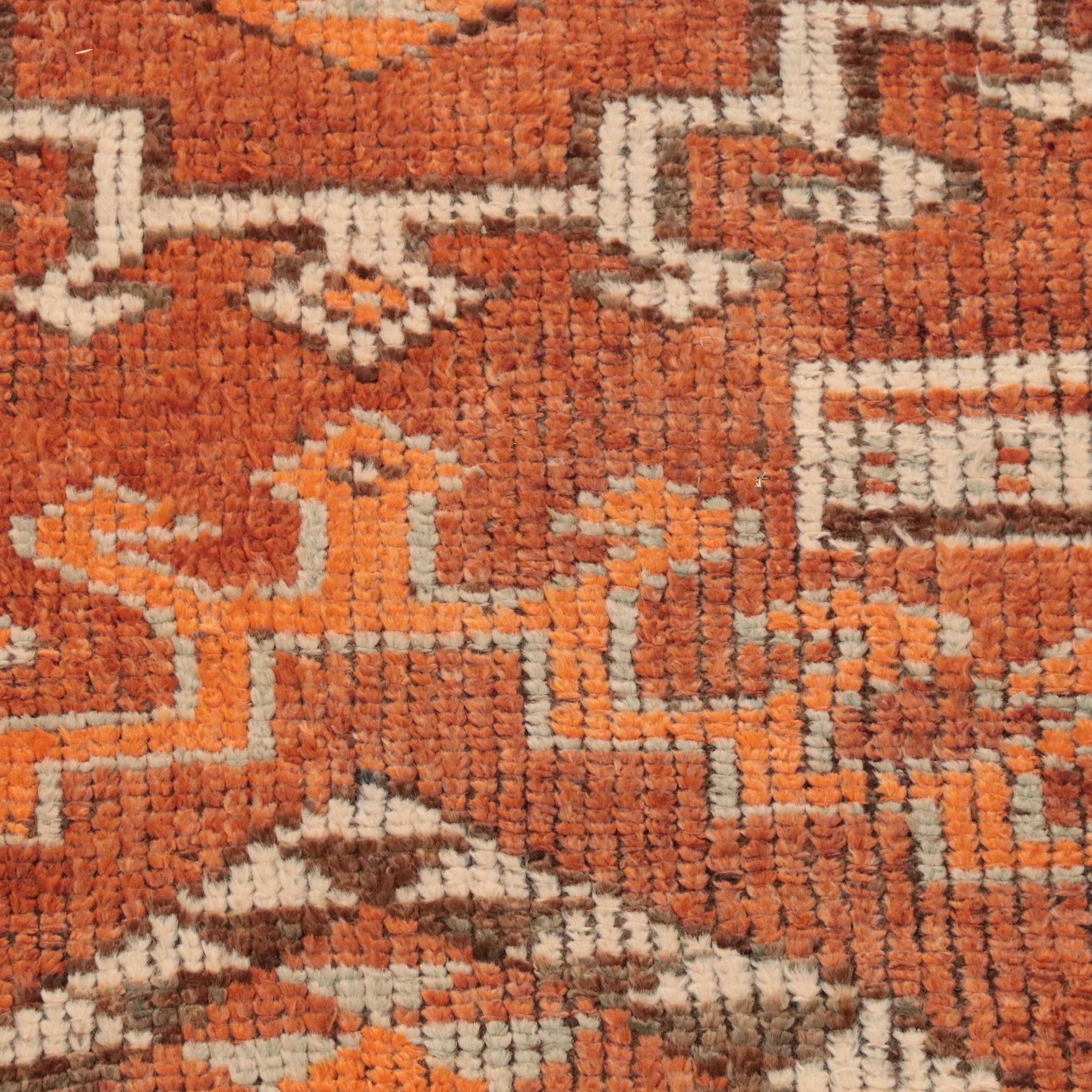 2'11 x 10'9 Hand-Knotted Turkish Konya-Style Geometric Long Rug