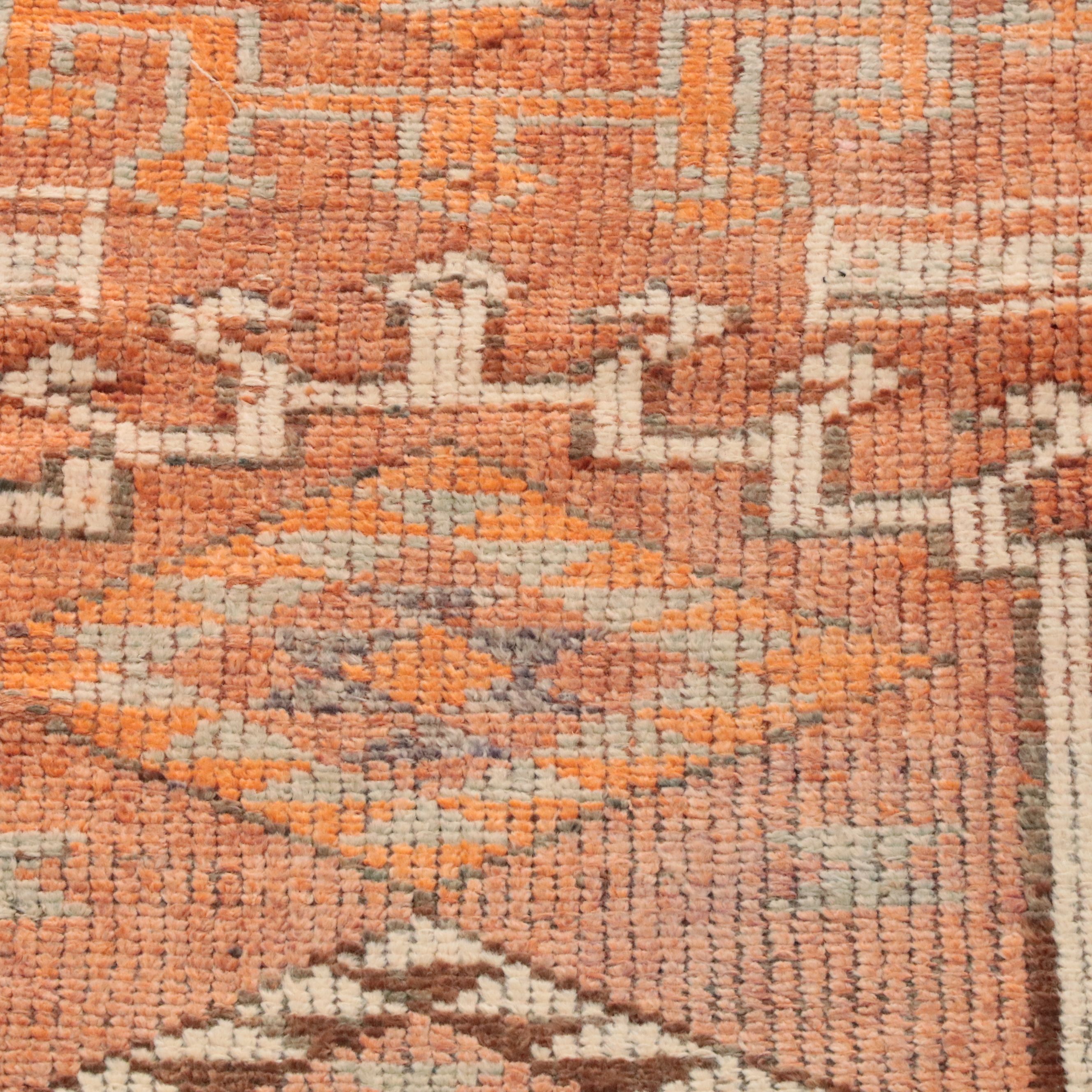 2'11 x 10'9 Hand-Knotted Turkish Konya-Style Geometric Long Rug