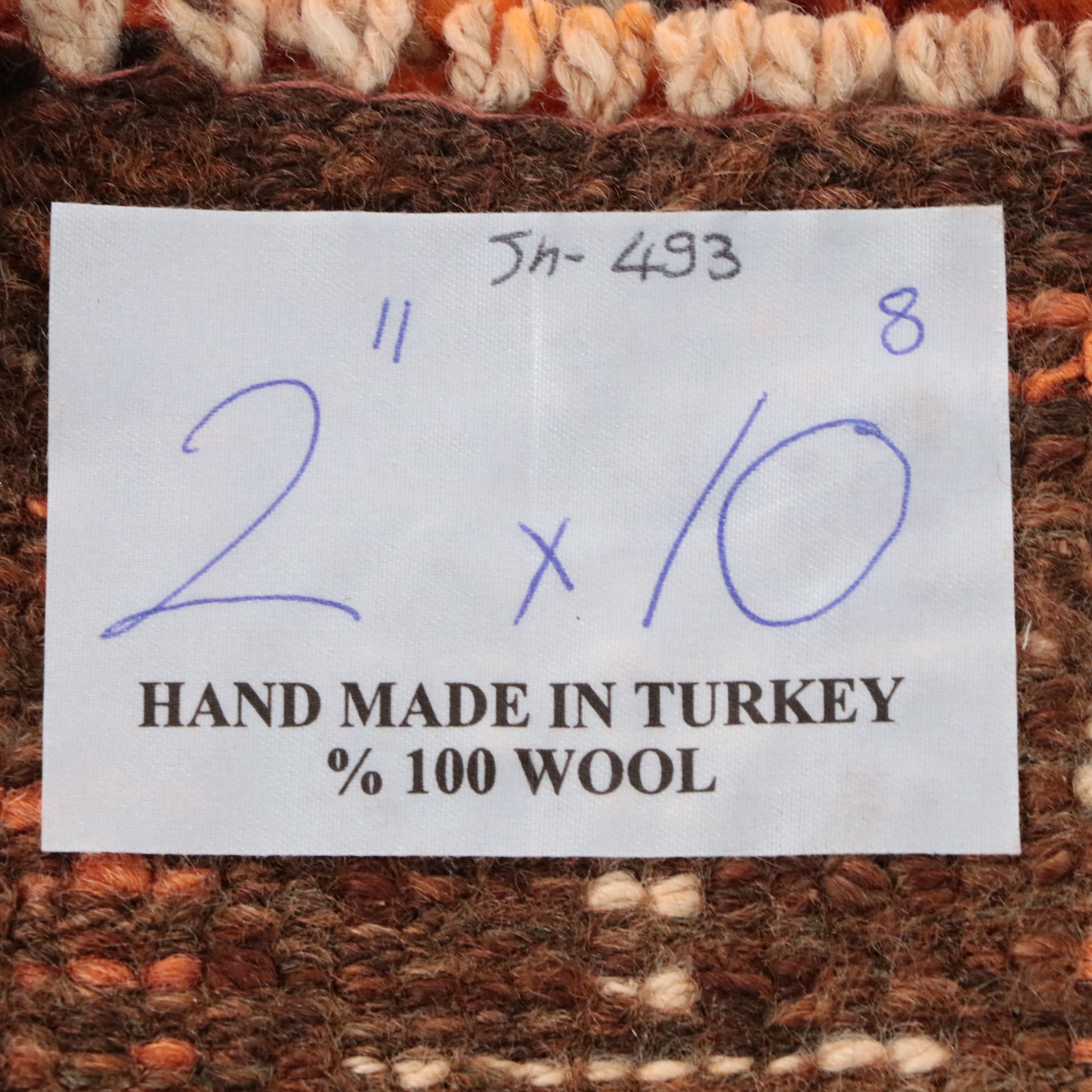 2'11 x 10'9 Hand-Knotted Turkish Konya-Style Geometric Long Rug