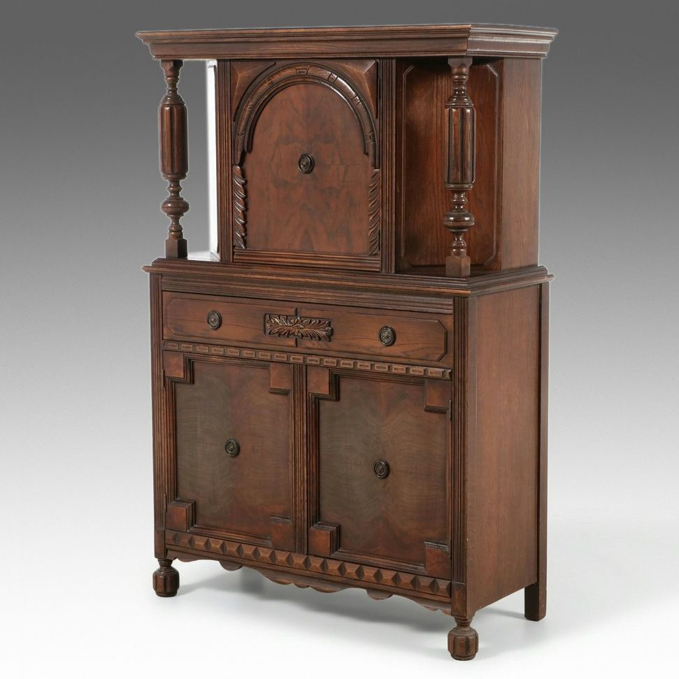 Jacobean Revival Oak Cabinet, Late 19th to Early 20th Century