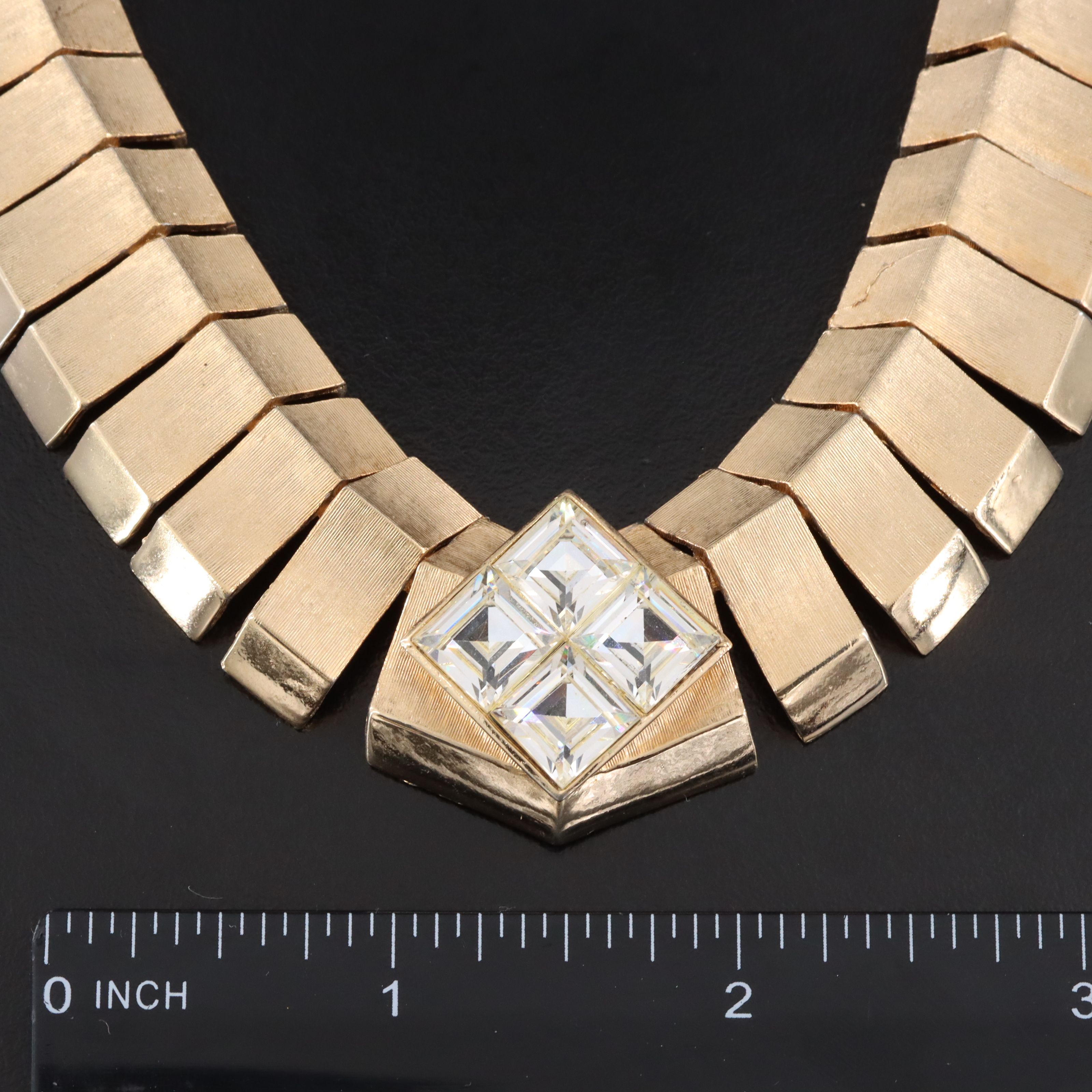 1980s Crystal and Segmented Link Jewelry Set