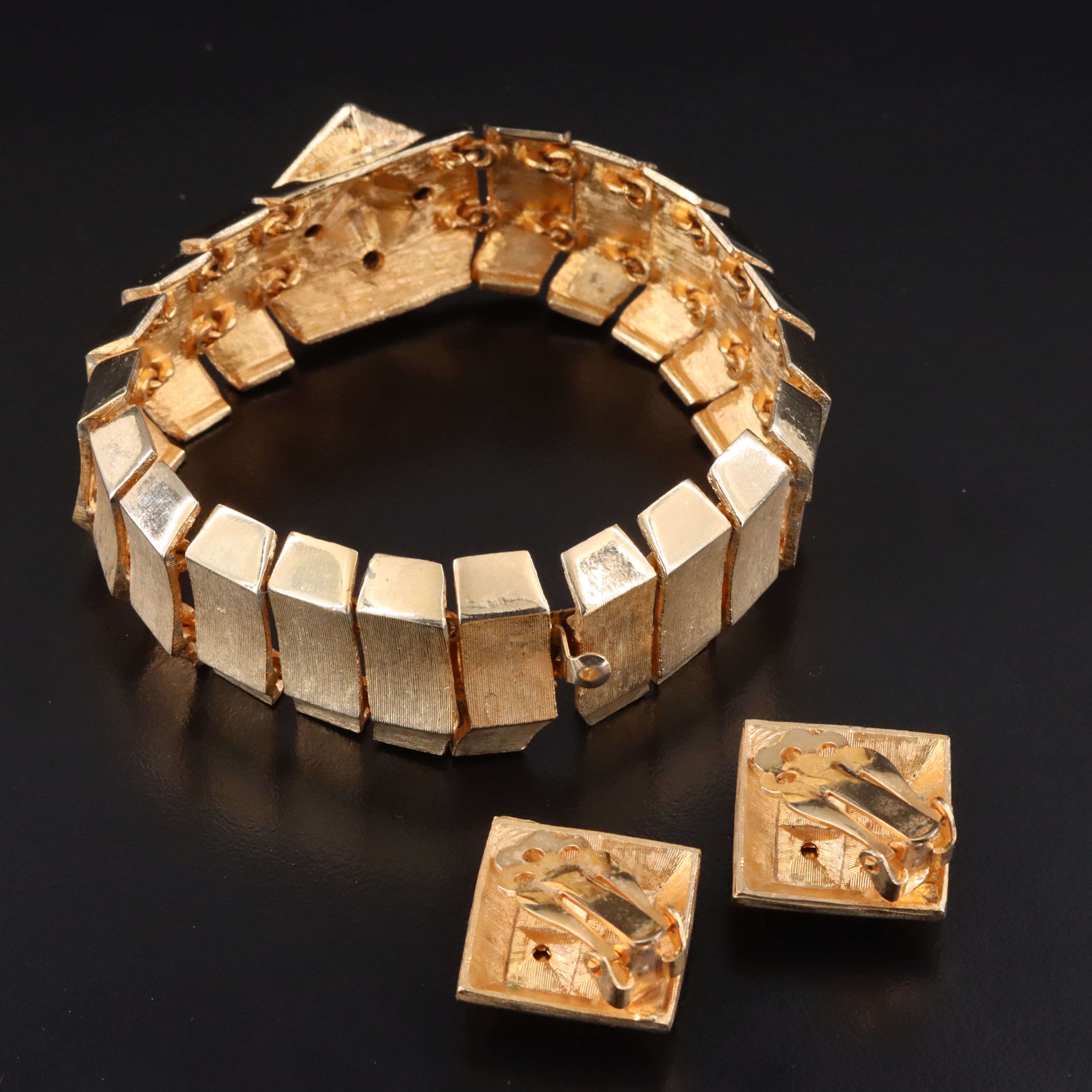 1980s Crystal and Segmented Link Jewelry Set