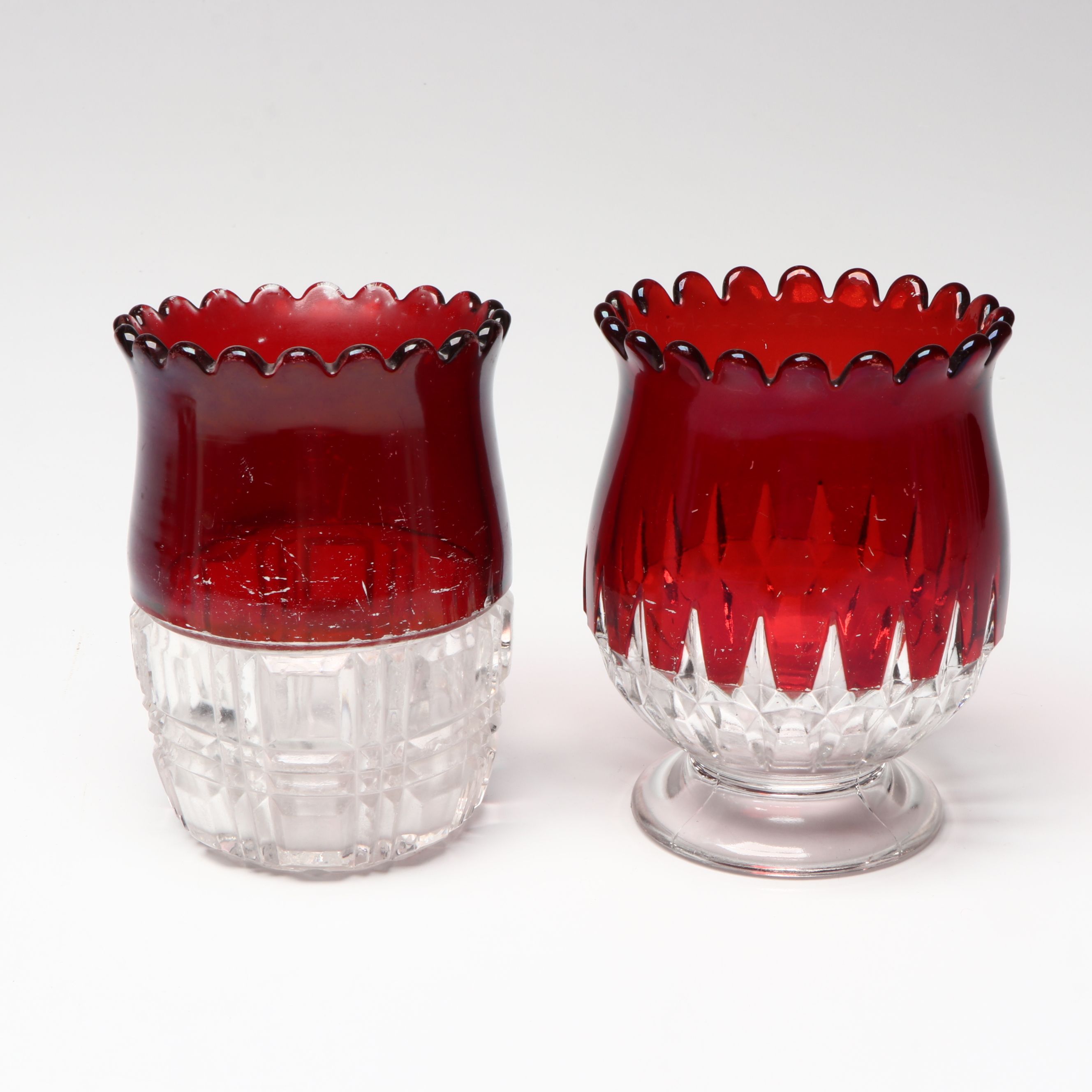 Collection of Bohemian Style Ruby Cut to Clear Glass Drinkware